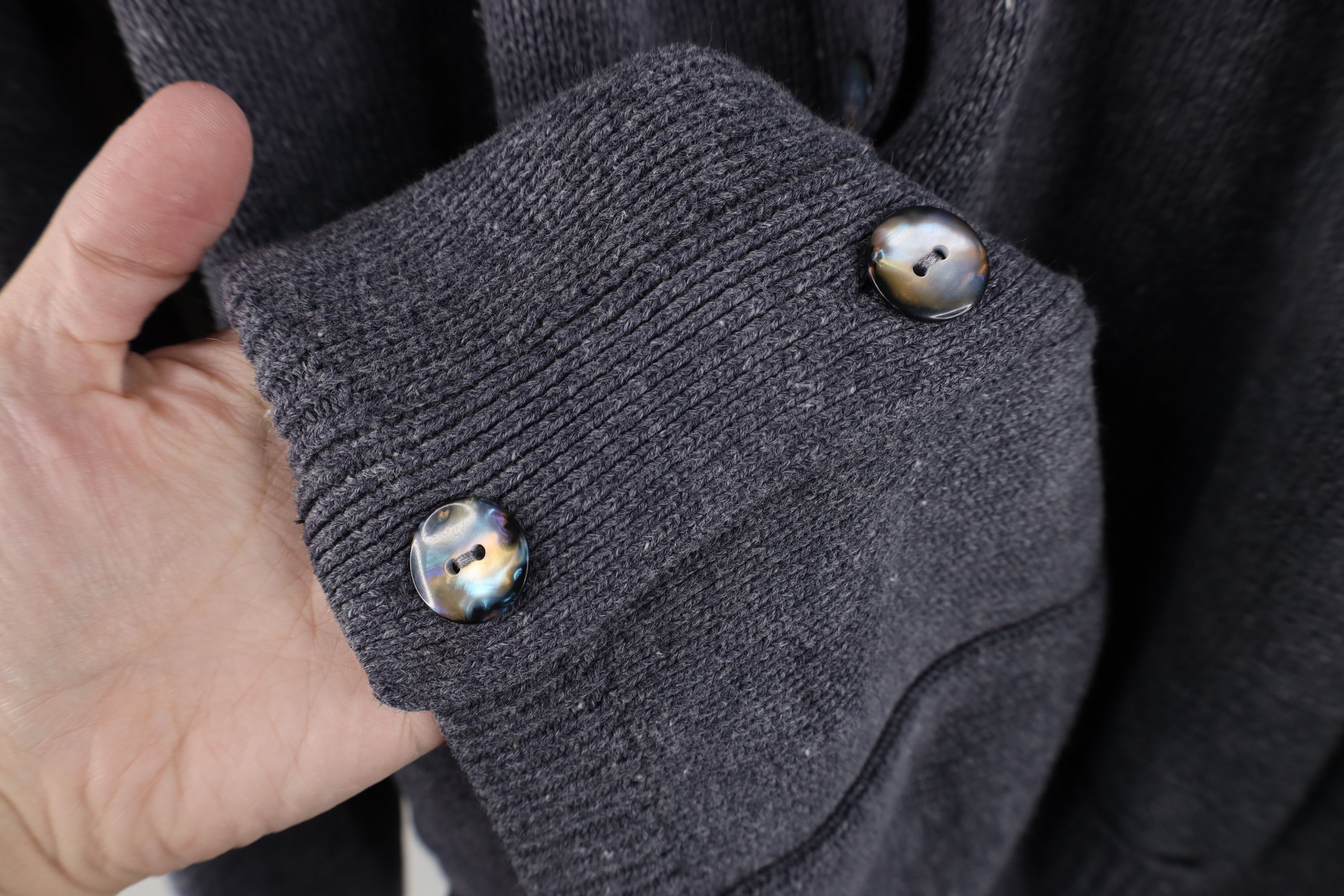 Vintage Vintage 90s Streetwear Blank Knit Cardigan Sweater Gray Size L / US 10 / IT 46 - 4 Thumbnail