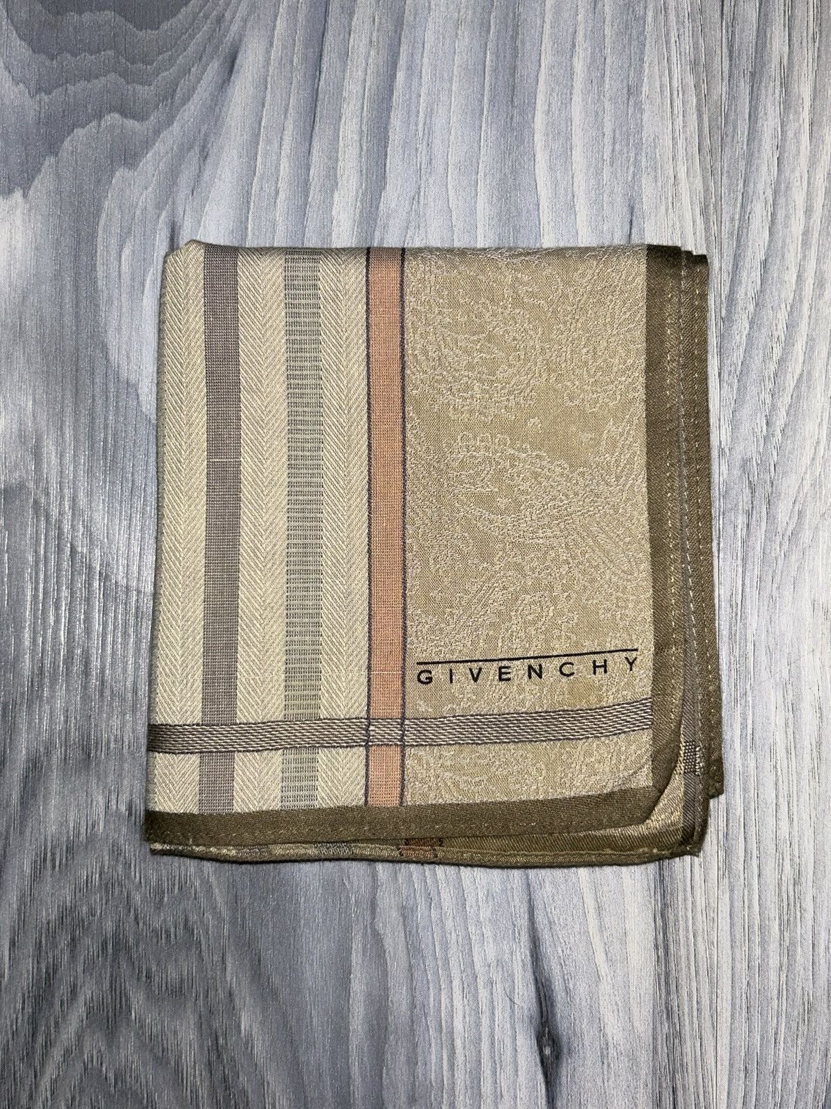 Givenchy Vintage Givenchy Green Striped Design Cotton Handkerchief Size ONE SIZE - 2 Thumbnail