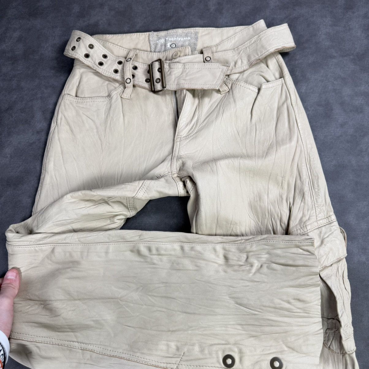 Japanese Brand Rare Koji Tachiyama Flare Light Leather Flared Pants Size US 28 / EU 44 - 2 Thumbnail