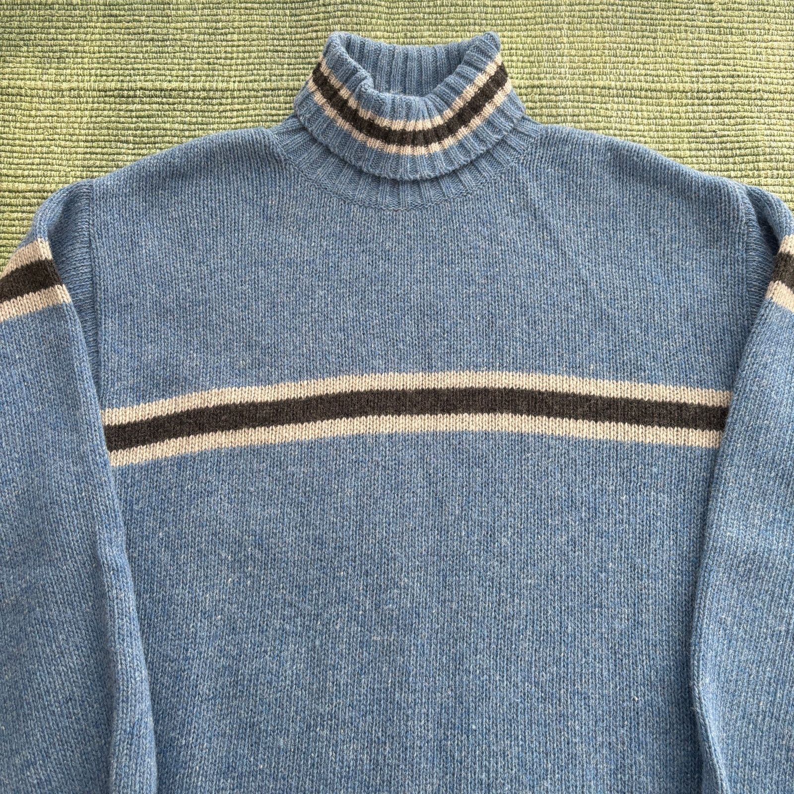 Vintage Vintage 1990s blue single stripe wool turtleneck sweater Size US XL / EU 56 / 4 - 2 Thumbnail
