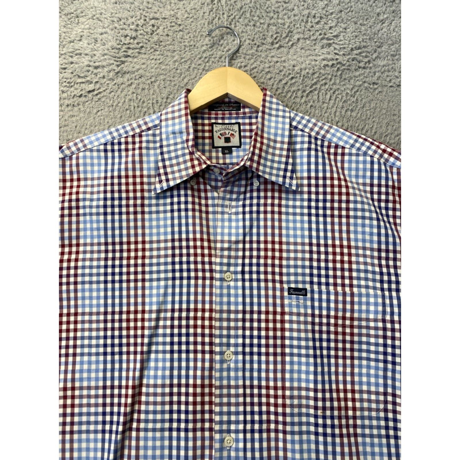 Faconnable VINTAGE Façonnable Cotton Blue Plaid Long Sleeve Shirt XL 90s Mens Size US XL / EU 56 / 4 - 2 Thumbnail