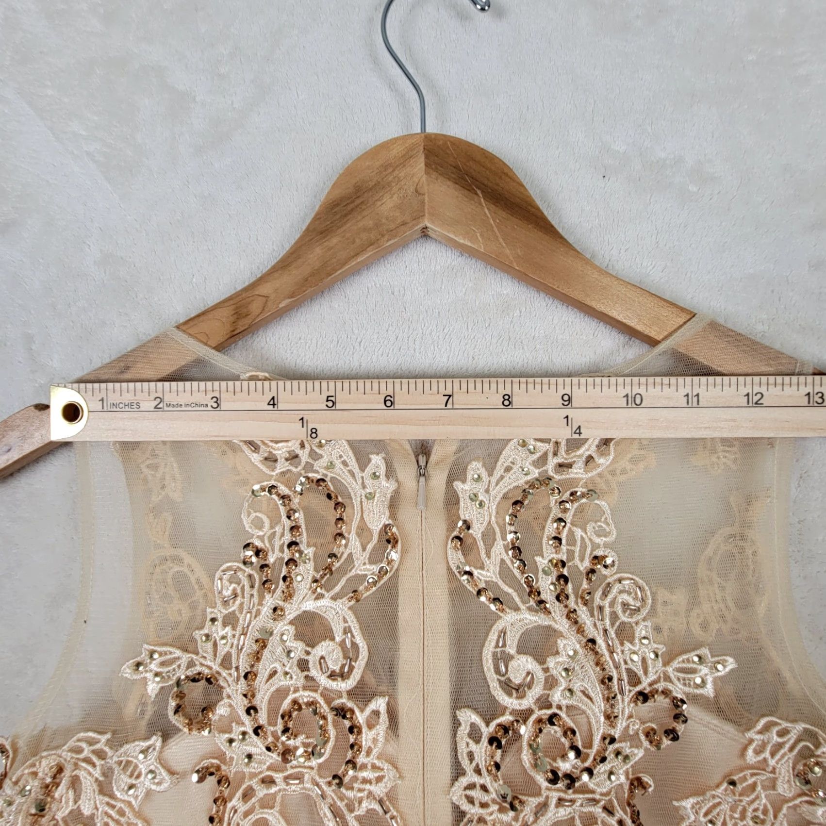 DANCER VINTAGE Lets Womens 27 Champagne Formal Dance Prom Lace Dress Shirt Ball Gown Ivory 1980s Womens Dress Prom Eveningwear Feminine 1980s Ladies Cultured Size 4XL / US 24-26 - 5 Thumbnail