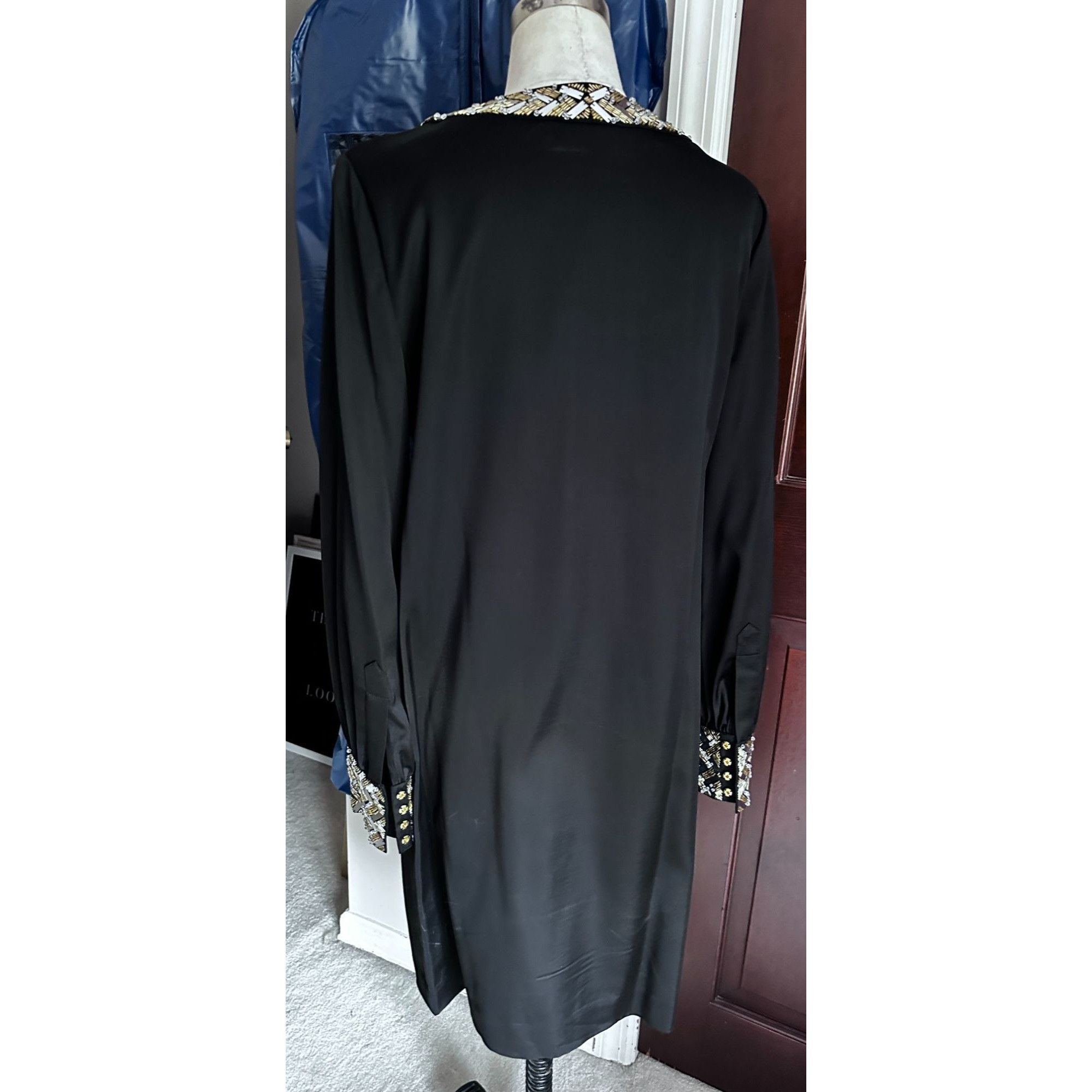 Tory Burch $650 TORY BURCH Barbara Black Beaded Satin Dress ELEGANT Co Size M / US 6-8 / IT 42-44 - 8 Thumbnail