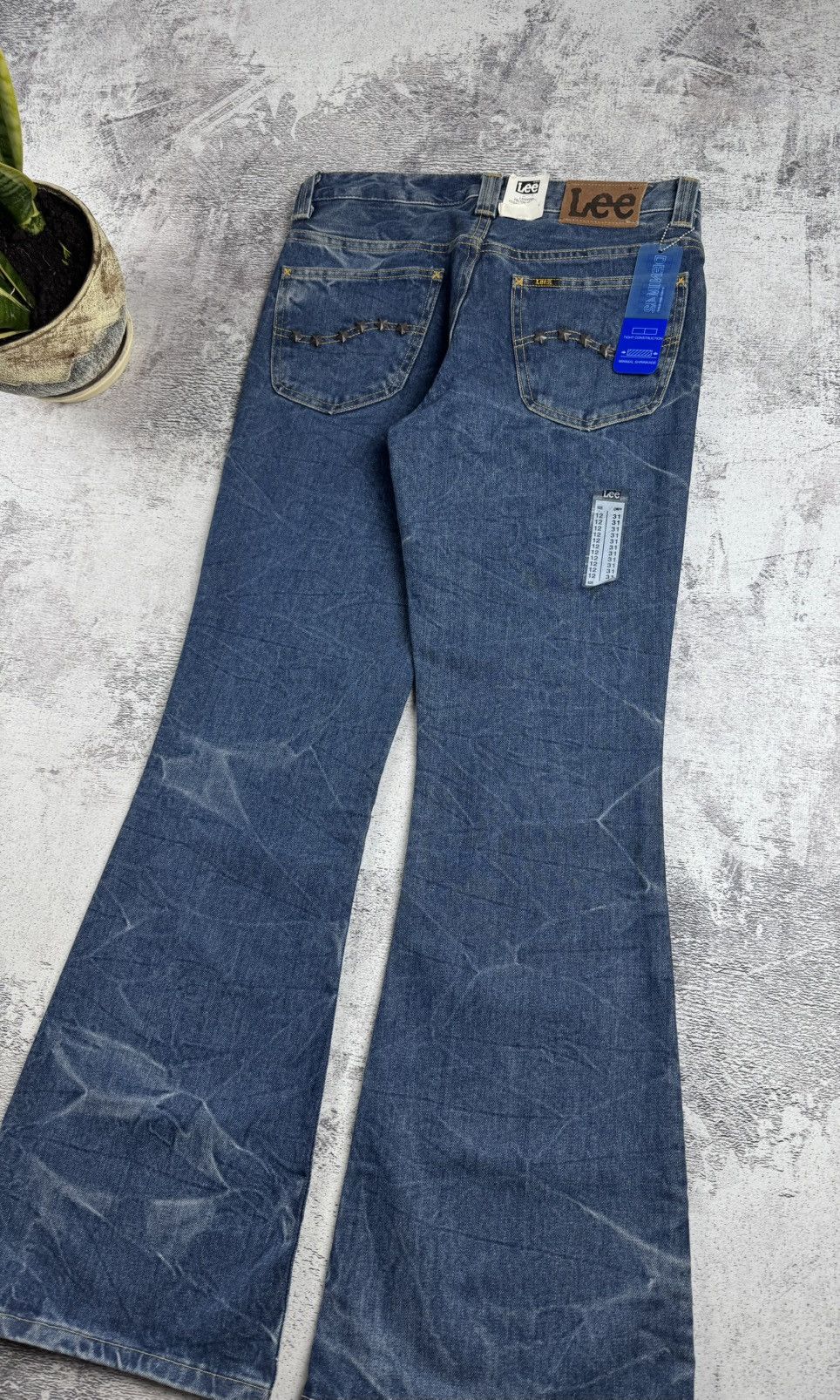 Lee Lee Felton Icon Wrinkles NEW Flare Washed Y2K Faded 12 Size Denim Jeans Trousers Size 32" / US 10 / IT 46 - 4 Thumbnail