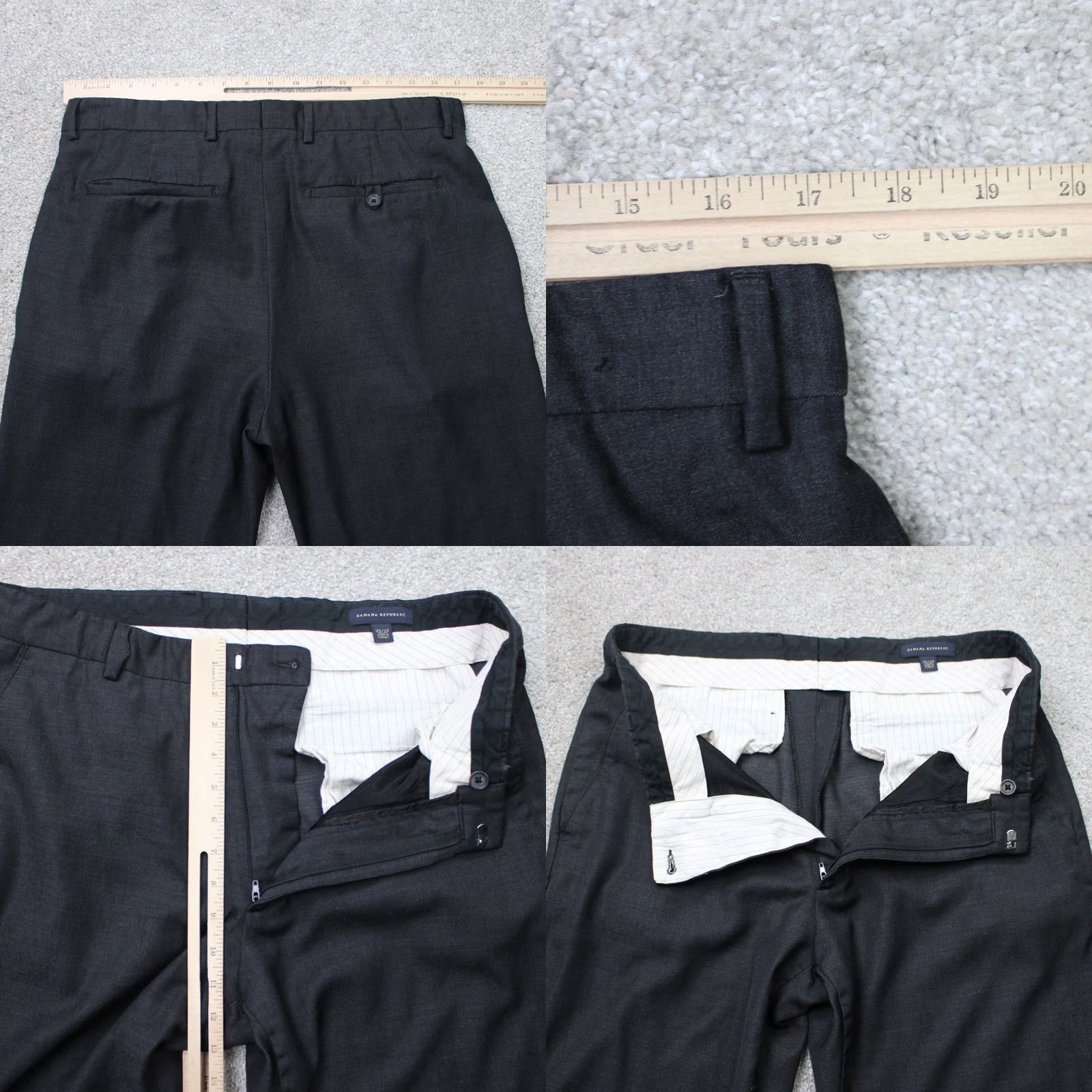 Banana Republic Banana Republic Dress Pants Mens 35x32 Black 100% Wool Flat Front Acetate Lined Size US 35 - 8 Thumbnail