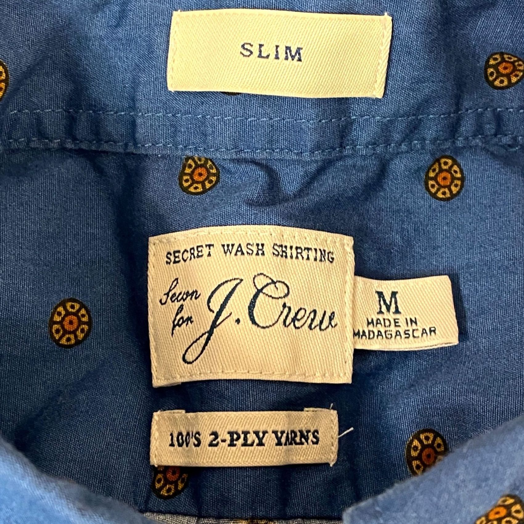 J.Crew J.CREW Shirt Mens M Slim Fit Blue Floral Dot Cotton Button-Down Long Sleeve Size US M / EU 48-50 / 2 - 3 Thumbnail