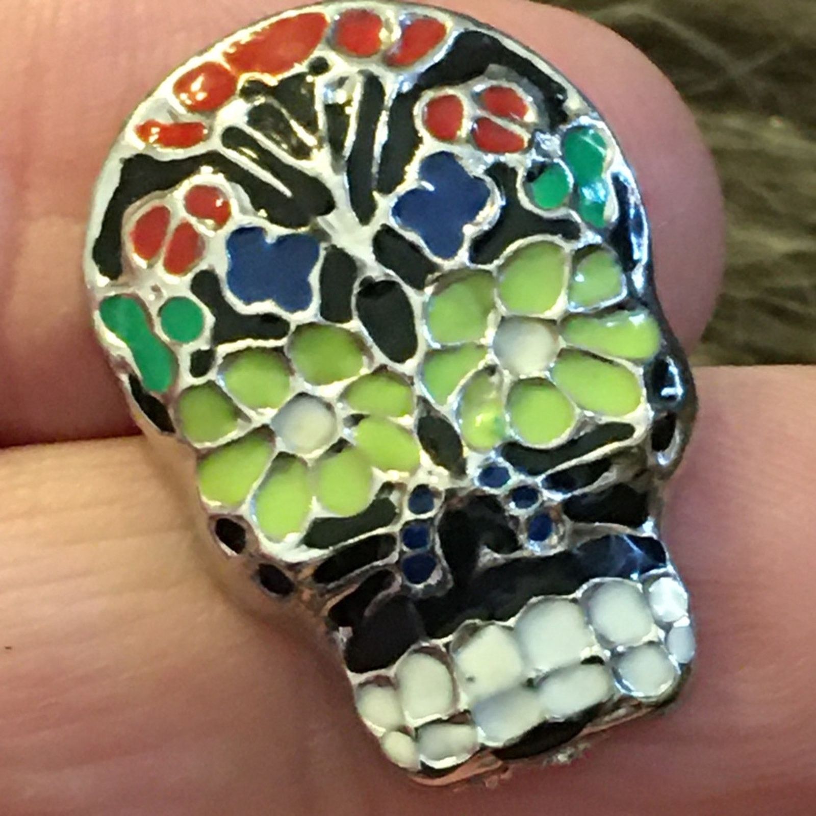 Jewelry Colorful sugar skull enamel pierced earrings Size ONE SIZE - 3 Thumbnail