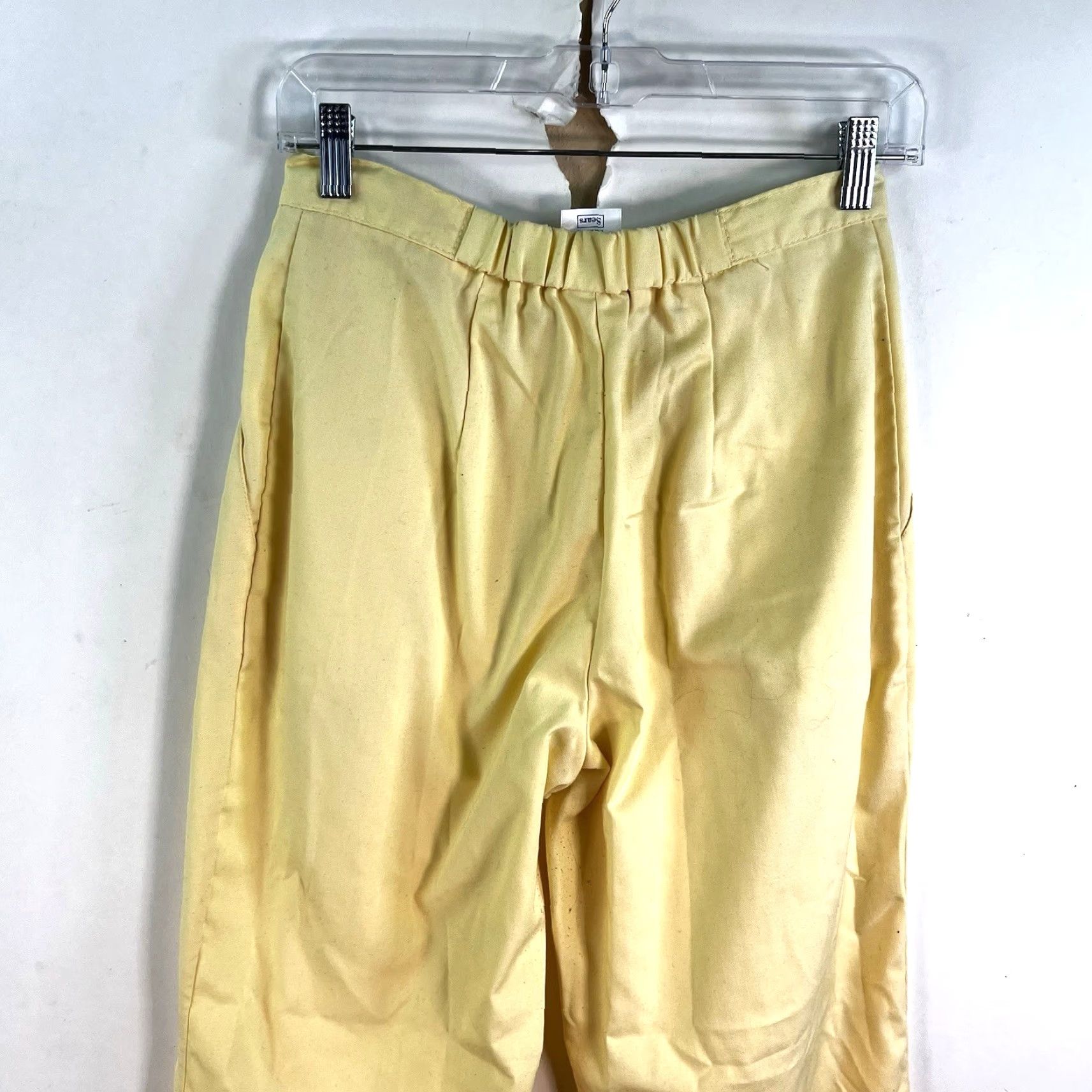 Sears VINTAGE Sears Dress Pants Womens Size 12 Straight Leg Pleated Yellow Cotton Twill Made in USA 27X30 Size 34" / US 12 / IT 48 - 6 Thumbnail