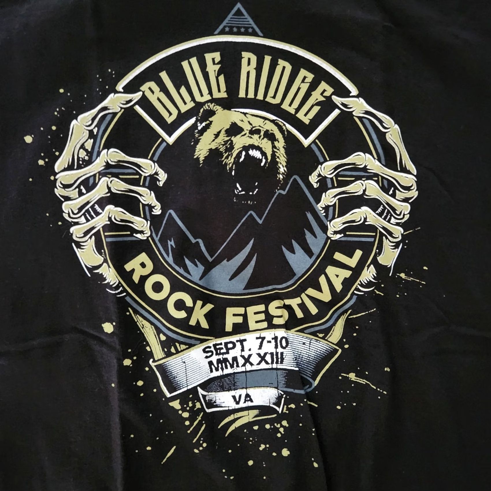 Vintage VINTAGE? No — (Skip) 2023 Blue Ridge Rock Festival Concert T Shirt Black Cotton Crew Neck Short Sleeve M Men Rock T-Shirt Size US M / EU 48-50 / 2 - 3 Thumbnail