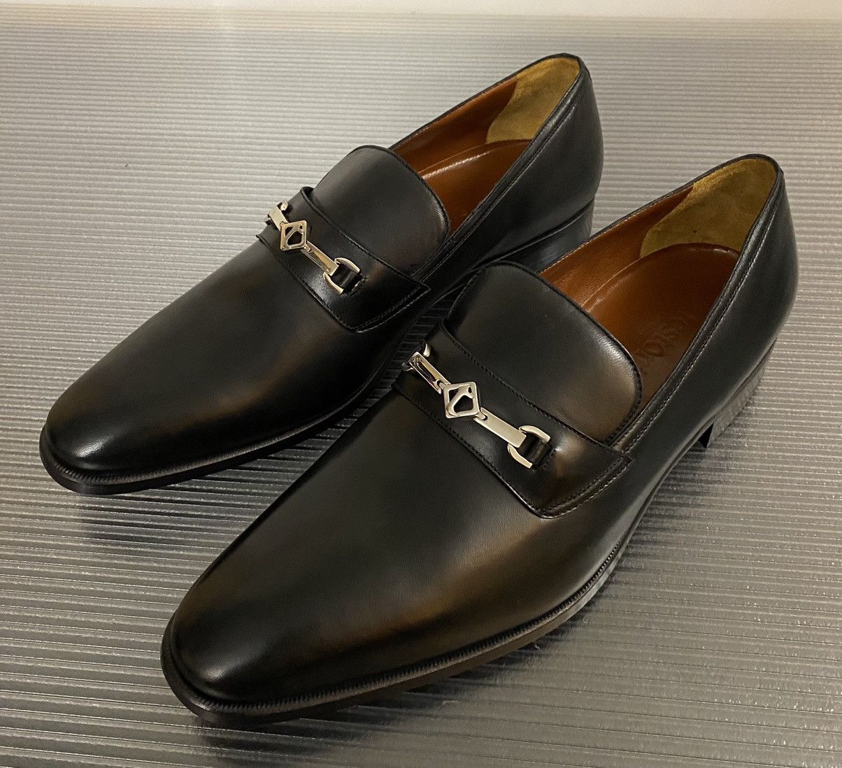 Testoni a.testoni 🇮🇹 black Napa leather metal vamp loafer 10 US NEW Size US 10 / EU 43 - 5 Thumbnail