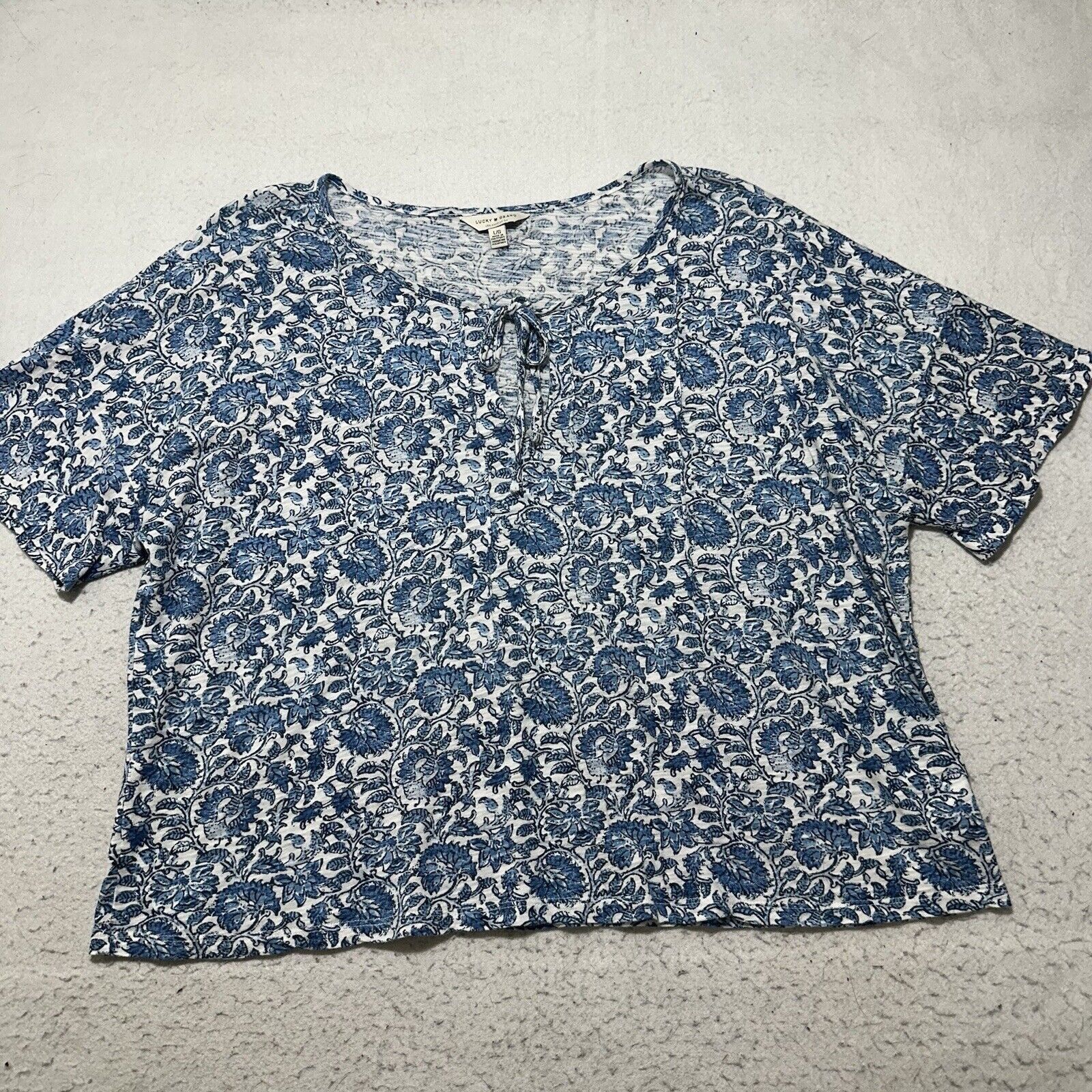 Lucky Brand Lucky Brand Large Floral Blouse Tie Front Paisley Top Size L / US 10 / IT 46 - 1 Thumbnail