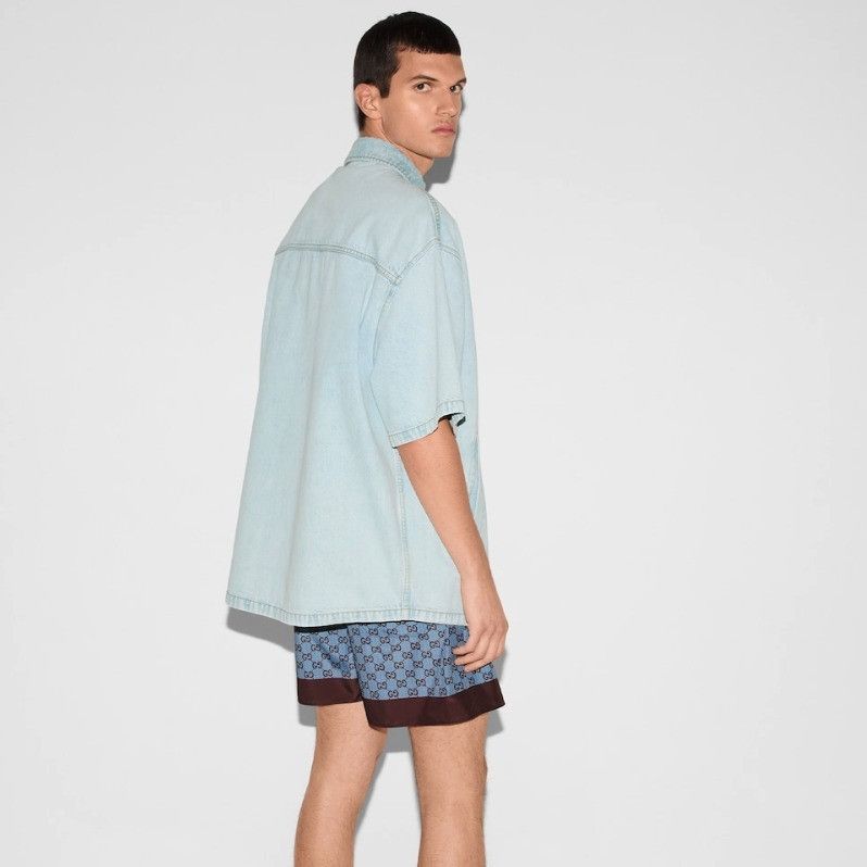 Gucci oc11z526 Lasered Denim Shirt in Light Blue Size US L / EU 52-54 / 3 - 4 Thumbnail
