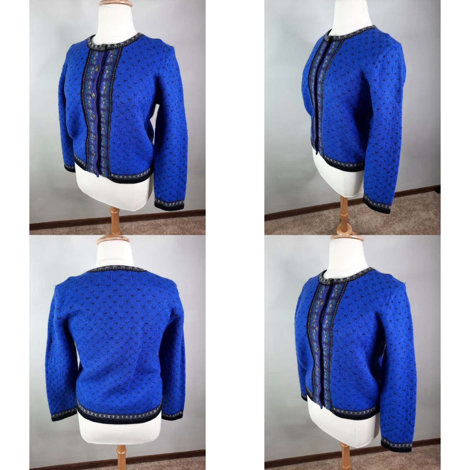Vintage VINTAGE E ally-iho Cardigan Sweater Wool Button Up Women's L Blue 100% Wool Pollak S2 Size L / US 10 / IT 46 - 8 Thumbnail