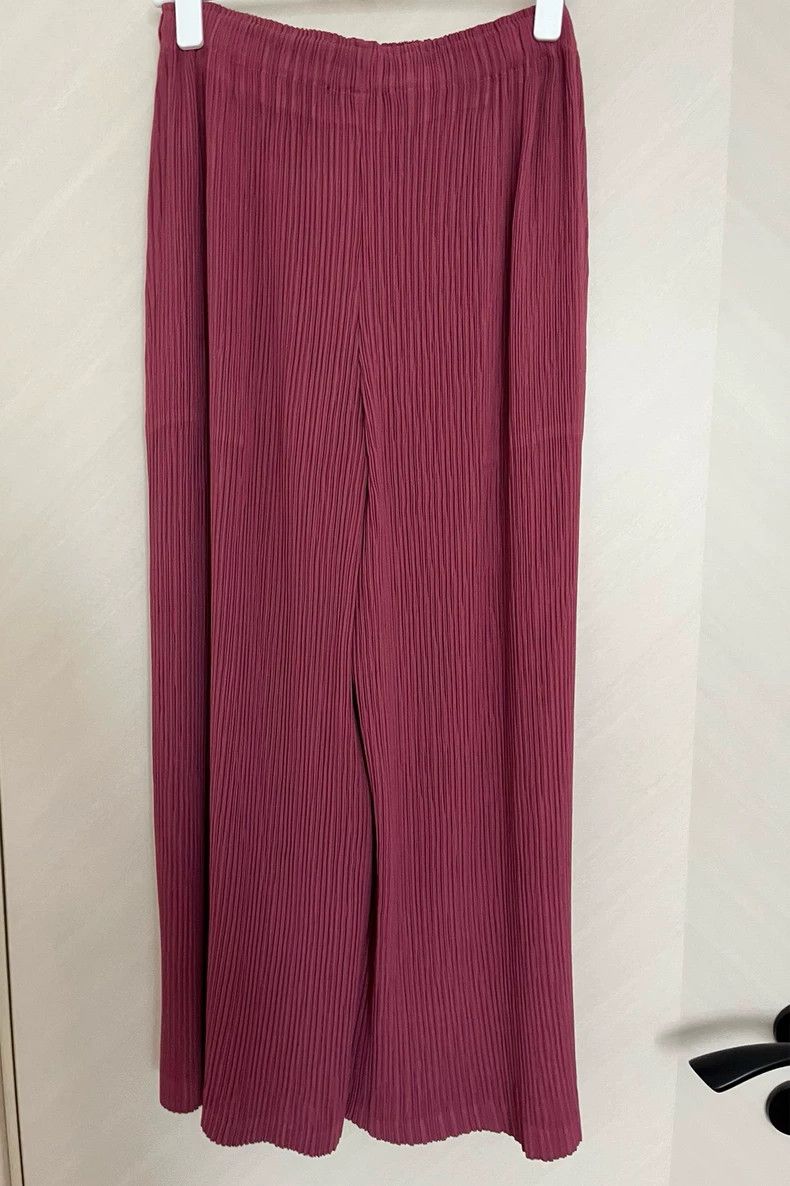 Issey Miyake Issey Miyake size:2 Red mainline toothpick wide-leg pants Size 31" - 4 Thumbnail