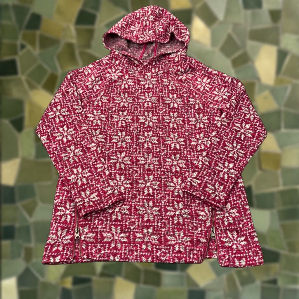 Talbots VINTAGE Talbots Hoodie Sweatshirt Womens Geometric Fleece Zip Pockets Hooded Red S Small Pullover Adult Womens Size S / US 4 / IT 40 - 1 Thumbnail