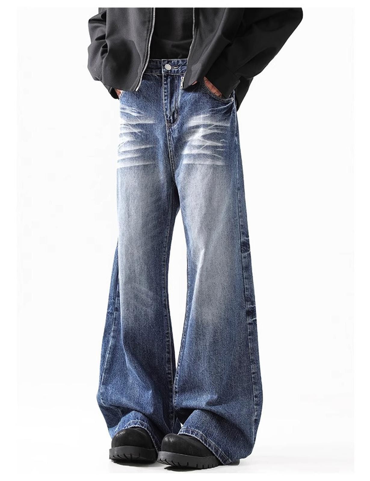 Japanese Brand Wide-Leg Washed Denim Jeans Size US 32 / EU 48 - 4 Thumbnail