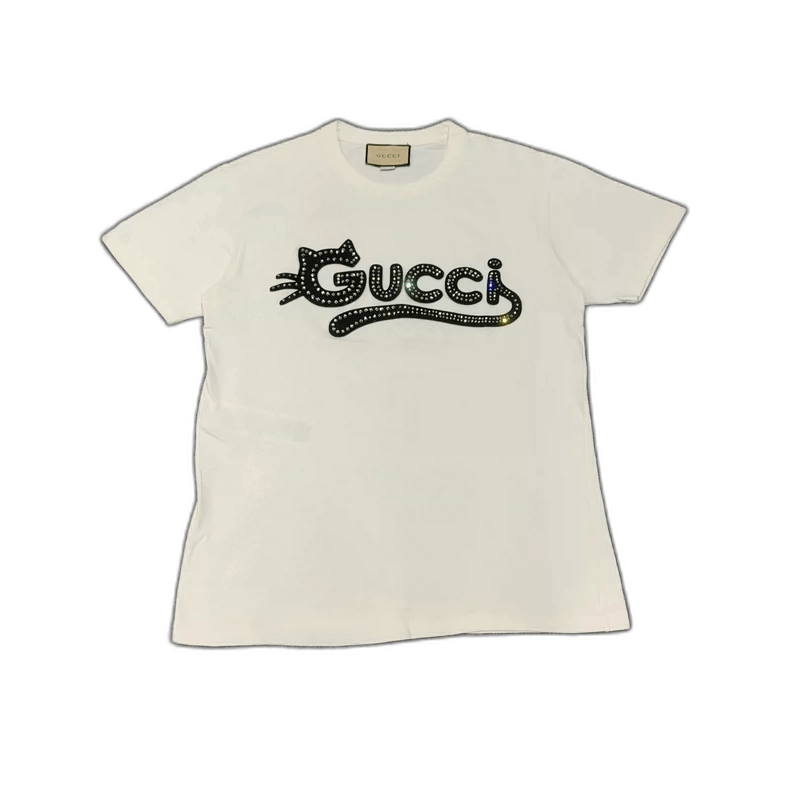 Gucci Gucci White Cat Letter Short Sleeve T-Shirt-yf Size US M / EU 48-50 / 2 - 1 Thumbnail