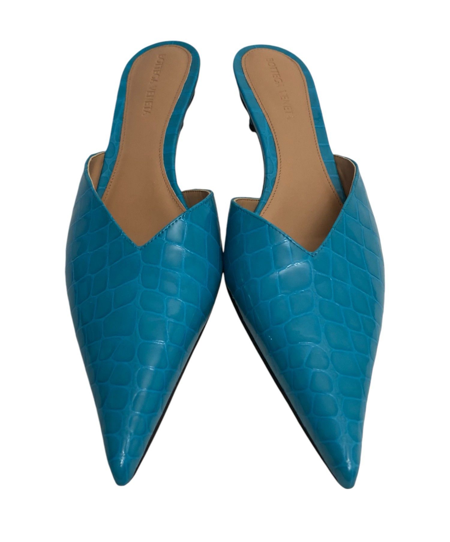 Bottega Veneta Bottega Veneta Punta Mule Pump in Croc-embossed Leather Pool Size US 9 / IT 39 - 9 Thumbnail