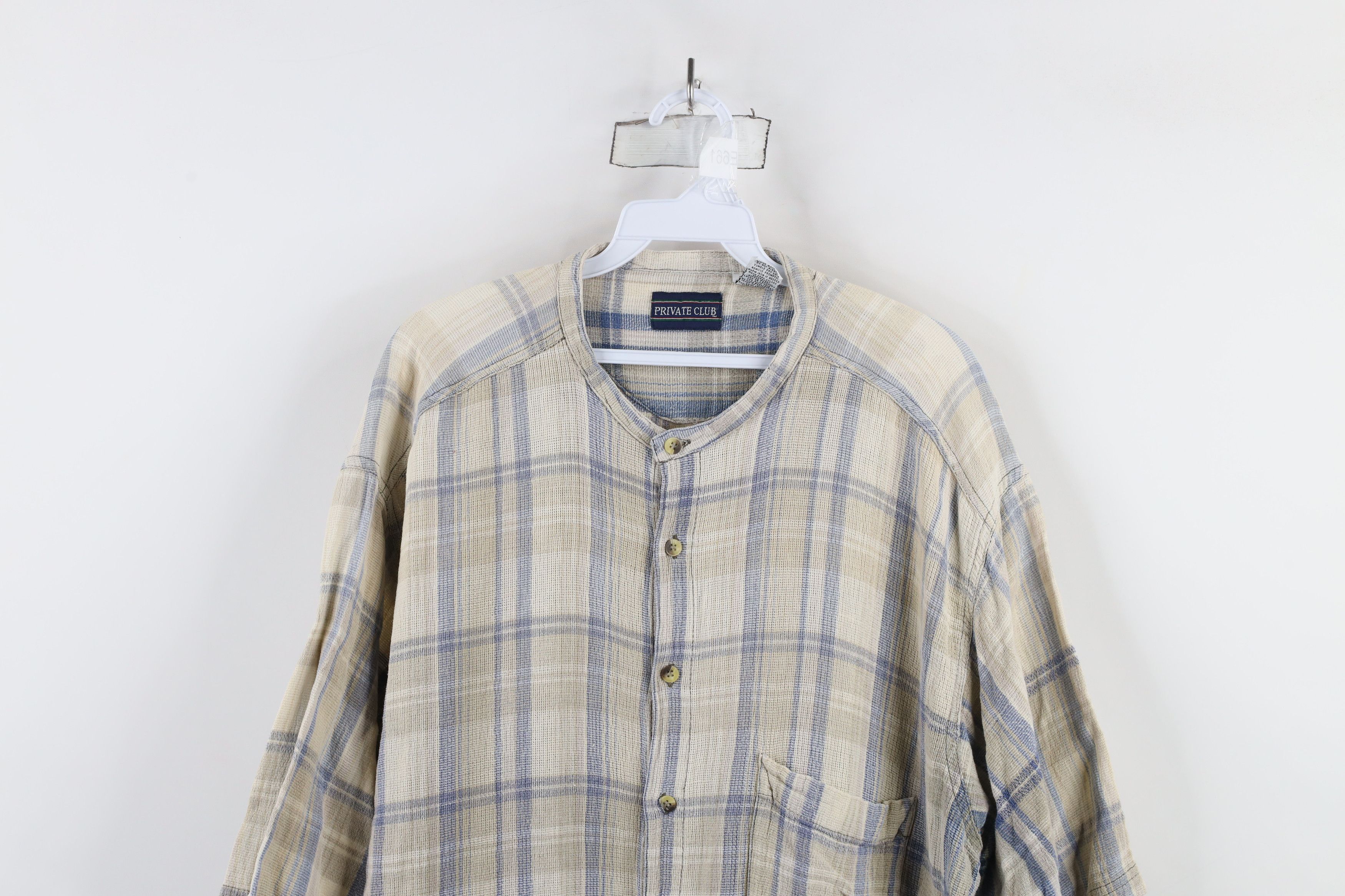 Vintage Vintage 90s Streetwear Cotton Knit Band Collar Button Shirt Size US XXL / EU 58 / 5 - 2 Thumbnail