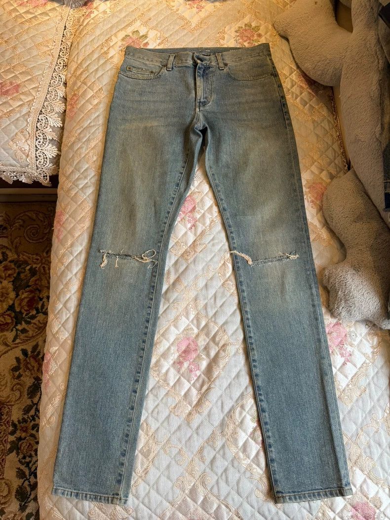 Saint Laurent Paris Saint Laurent ParisD02 blue straight knife cut jeans 2504- Size US 30 / EU 46 - 1 Thumbnail