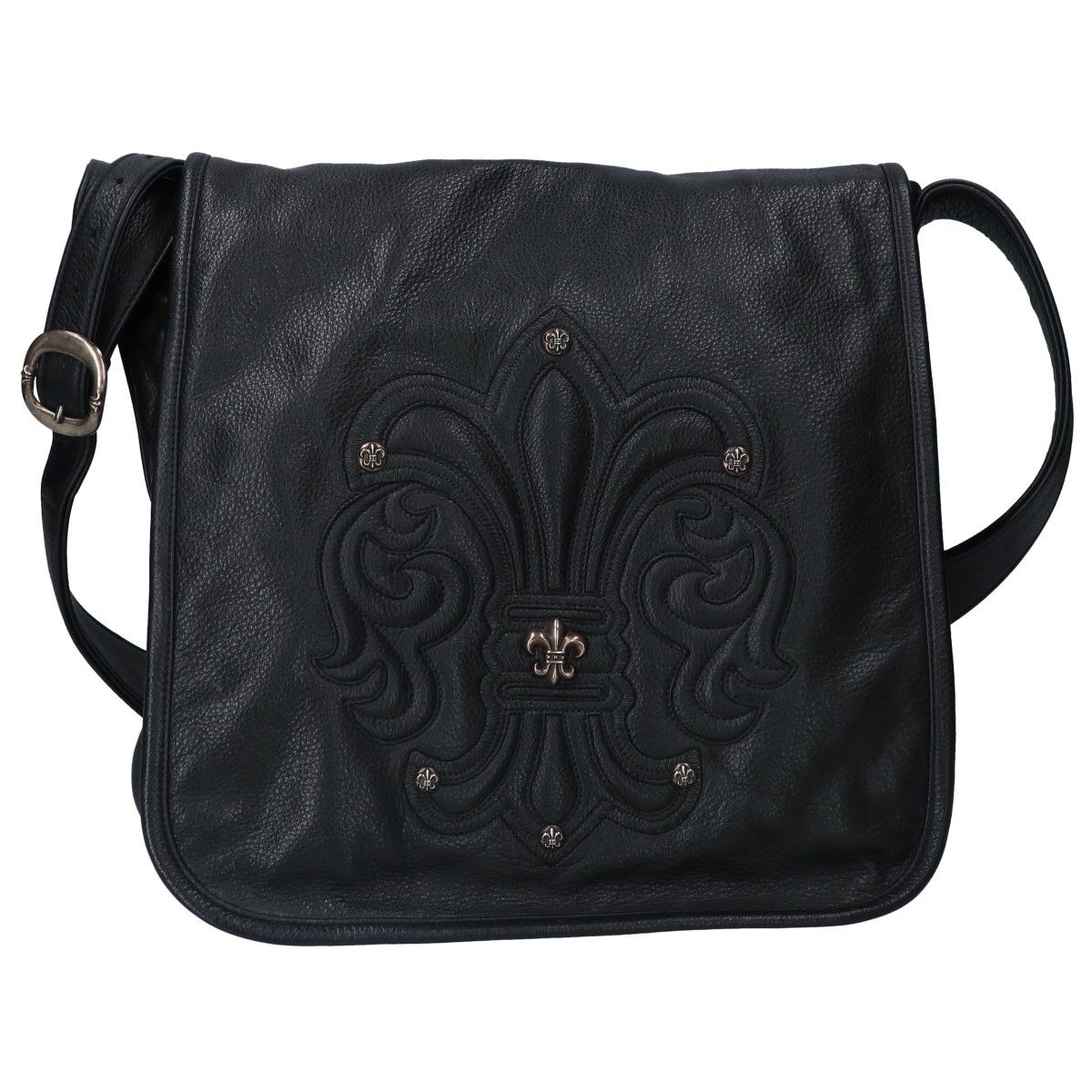 image of Chrome Hearts Bs Fleur Patch Leather Shoulder Bag in Black, Men's