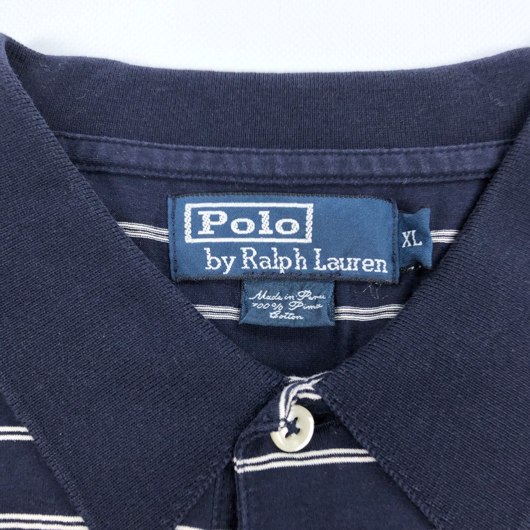 Polo Ralph Lauren Polo by Ralph Lauren Shirt Polo Striped Navy White XL Long Sleeve Pima Cotton Men Size US XL / EU 56 / 4 - 4 Thumbnail