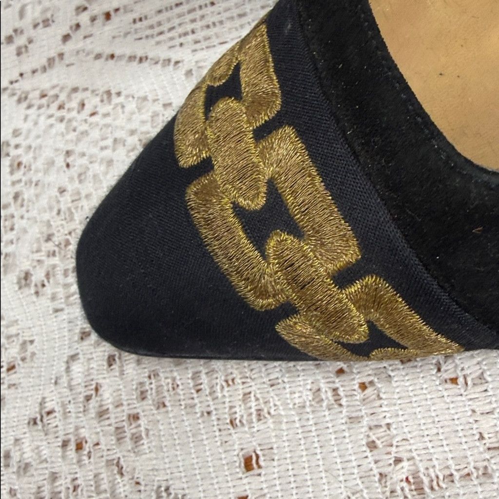 Sergio Rossi Sergio Rossi x Kurt Geiger suede & satin embroidered heels 8 Size US 8 / IT 38 - 4 Thumbnail