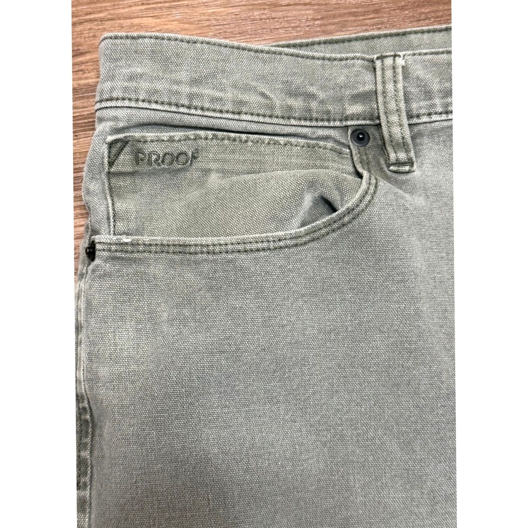 Vintage Proof Rover Pant Mens Olive Green Slim Straight Jeans 34x32 Size US 34 / EU 50 - 3 Thumbnail