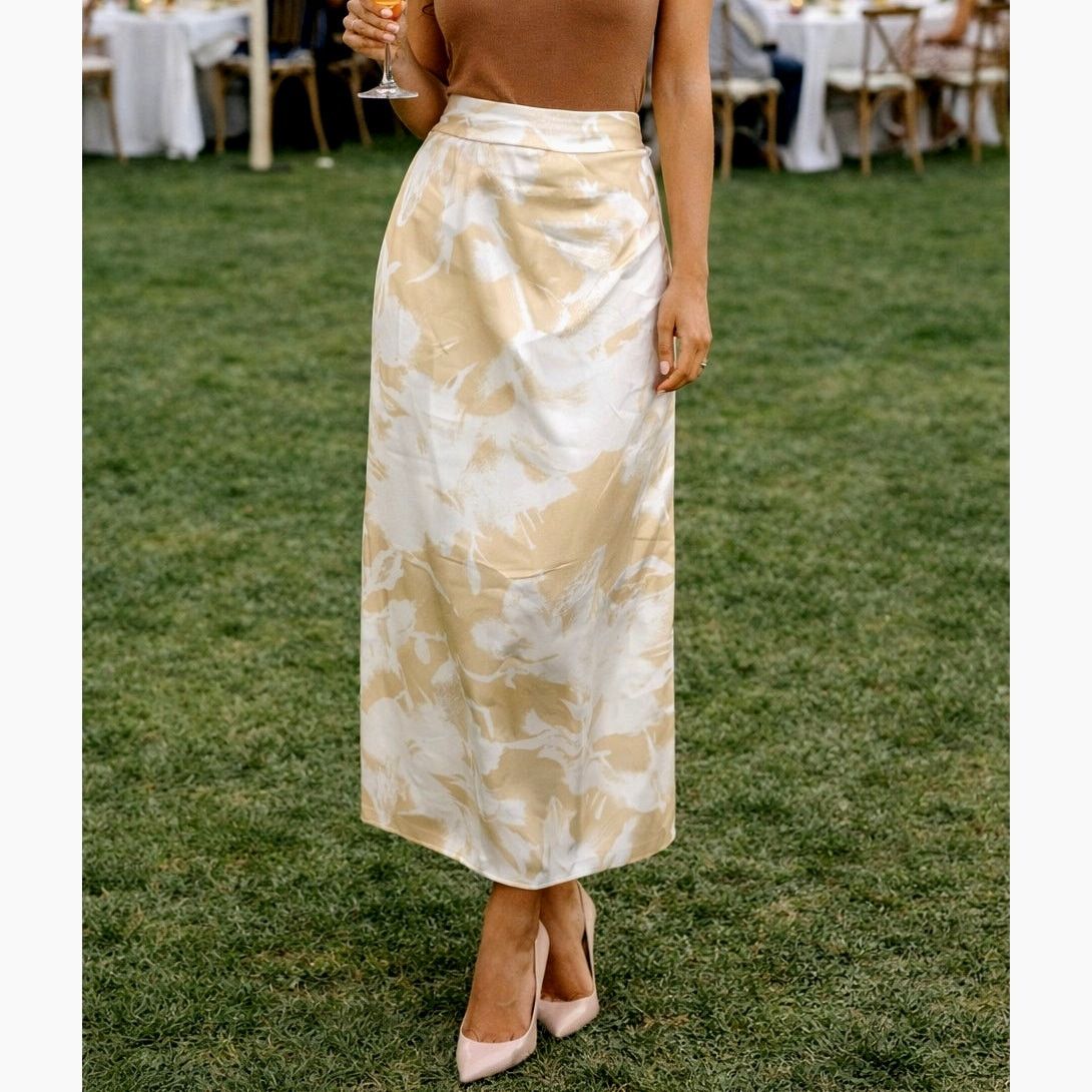 Other Socapri 100% Silk Maxi Skirt Brown Floral 46 Italian (10 us) Size 30" / US 8 / IT 44 - 1 Thumbnail