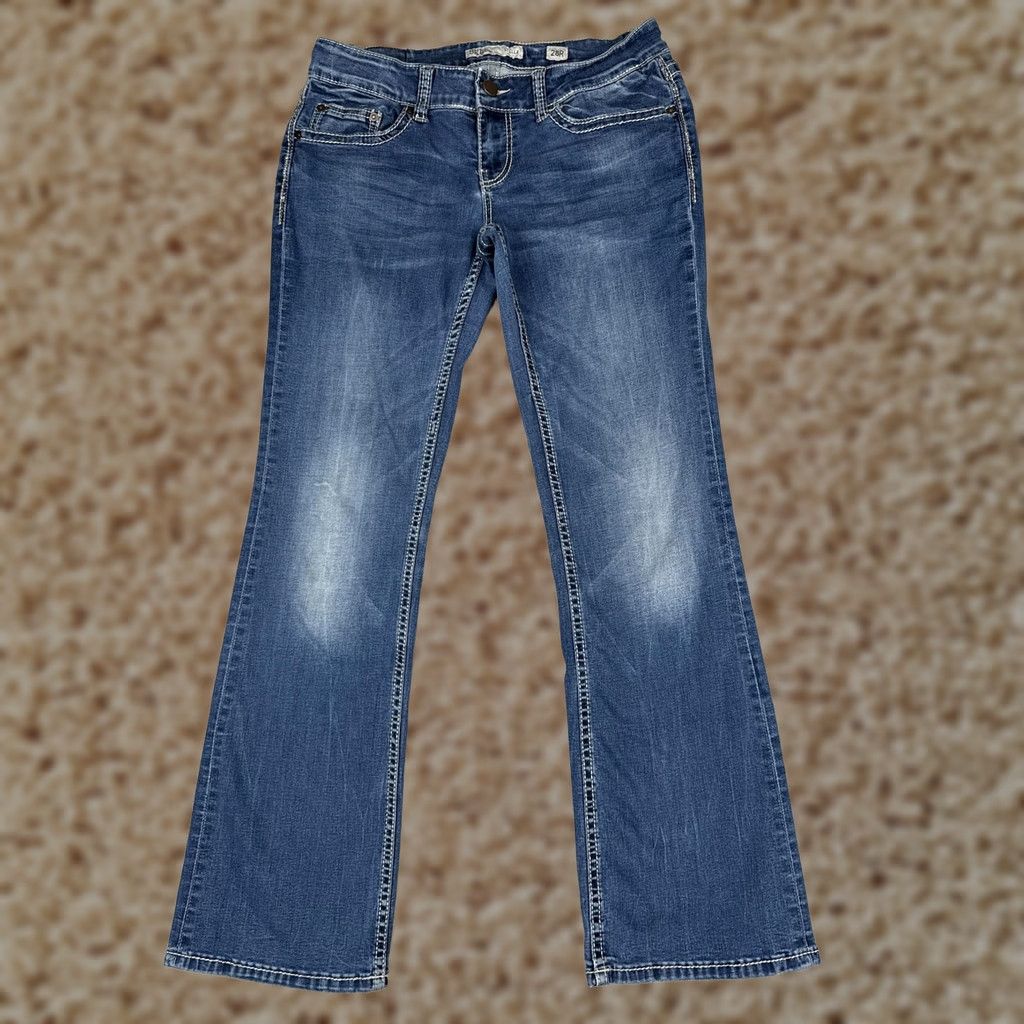 BKE BKE Stella Bootcut Jeans Womens 28R Blue Medium Wash Distressed 28x30 Size 28" / US 6 / IT 42 - 1 Thumbnail
