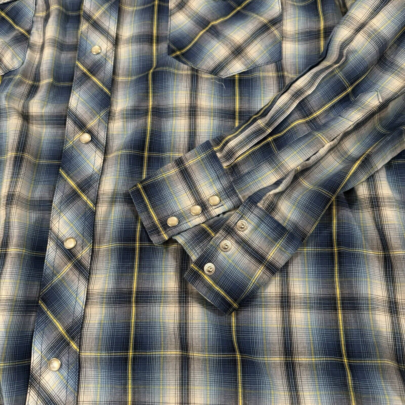 Wrangler Vintage 90s Wrangler Blue Plaid Snap Button Shirt Size US XL / EU 56 / 4 - 2 Thumbnail