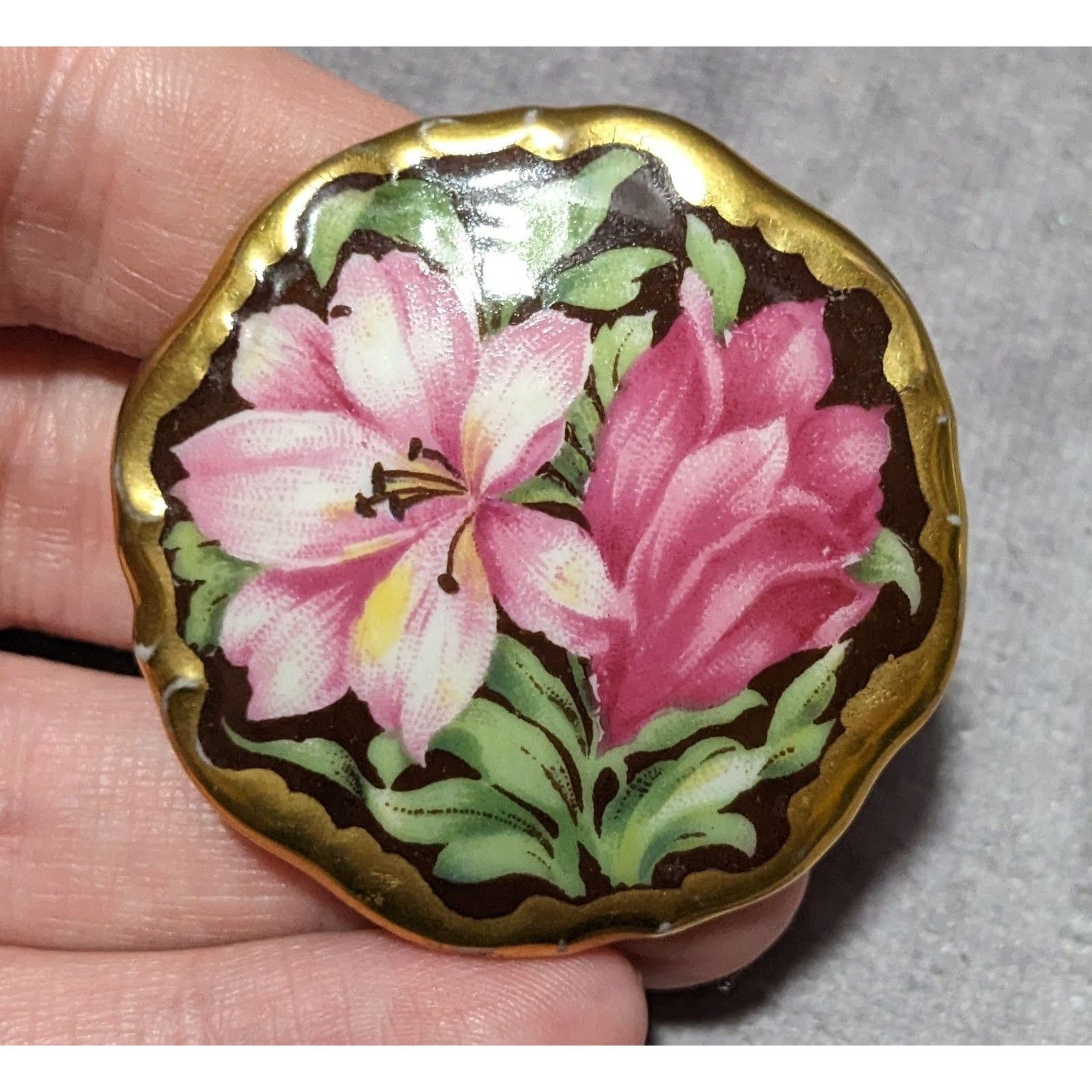 Other Antique 1920s German Floral Hand Painted Brooch Size ONE SIZE - 5 Thumbnail