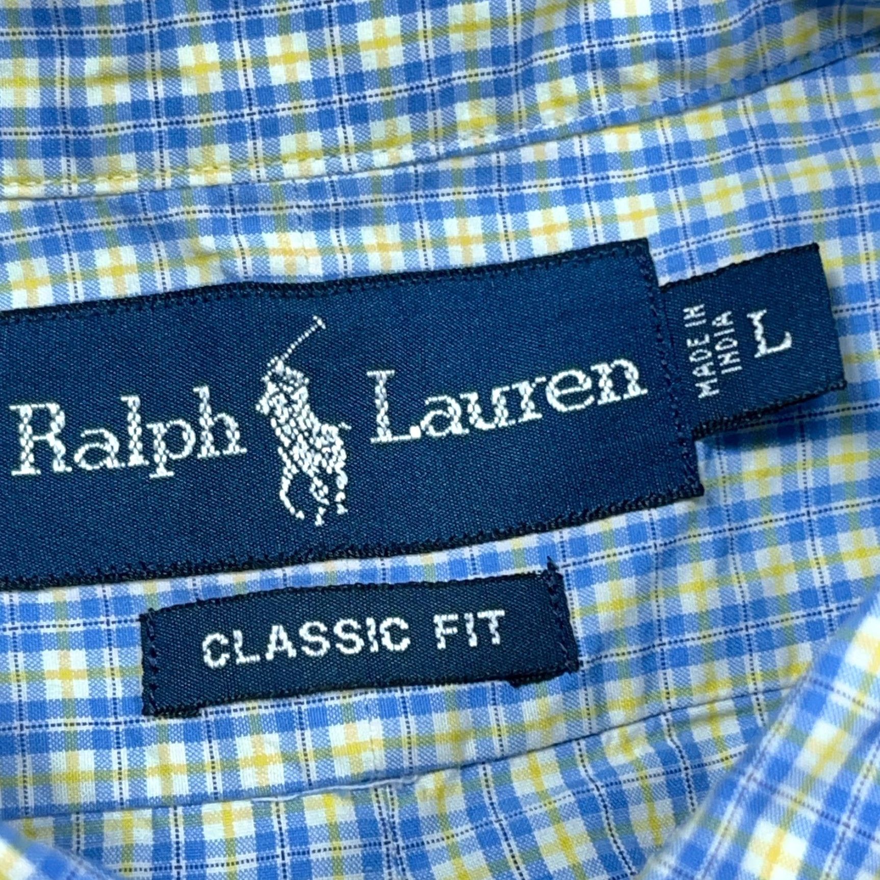 Ralph Lauren Ralph Lauren Shirt Men Large Plaid Button-Up Classic Fit Blue Yellow Camp Poplin Fade? Size US L / EU 52-54 / 3 - 3 Thumbnail