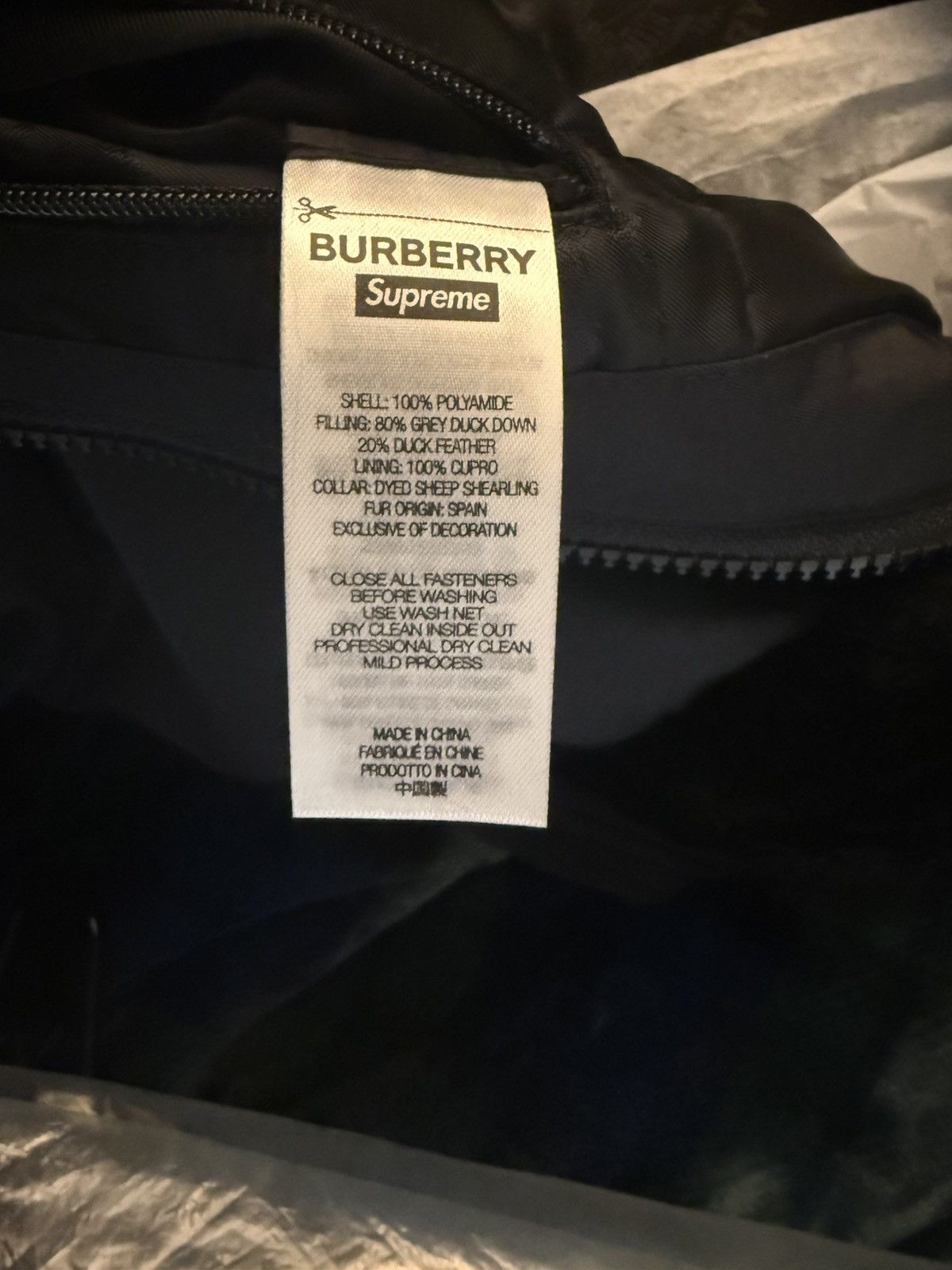 Burberry × Supreme Supreme Burberry Shearling collar down puffer jacket Size US L / EU 52-54 / 3 - 16 Thumbnail