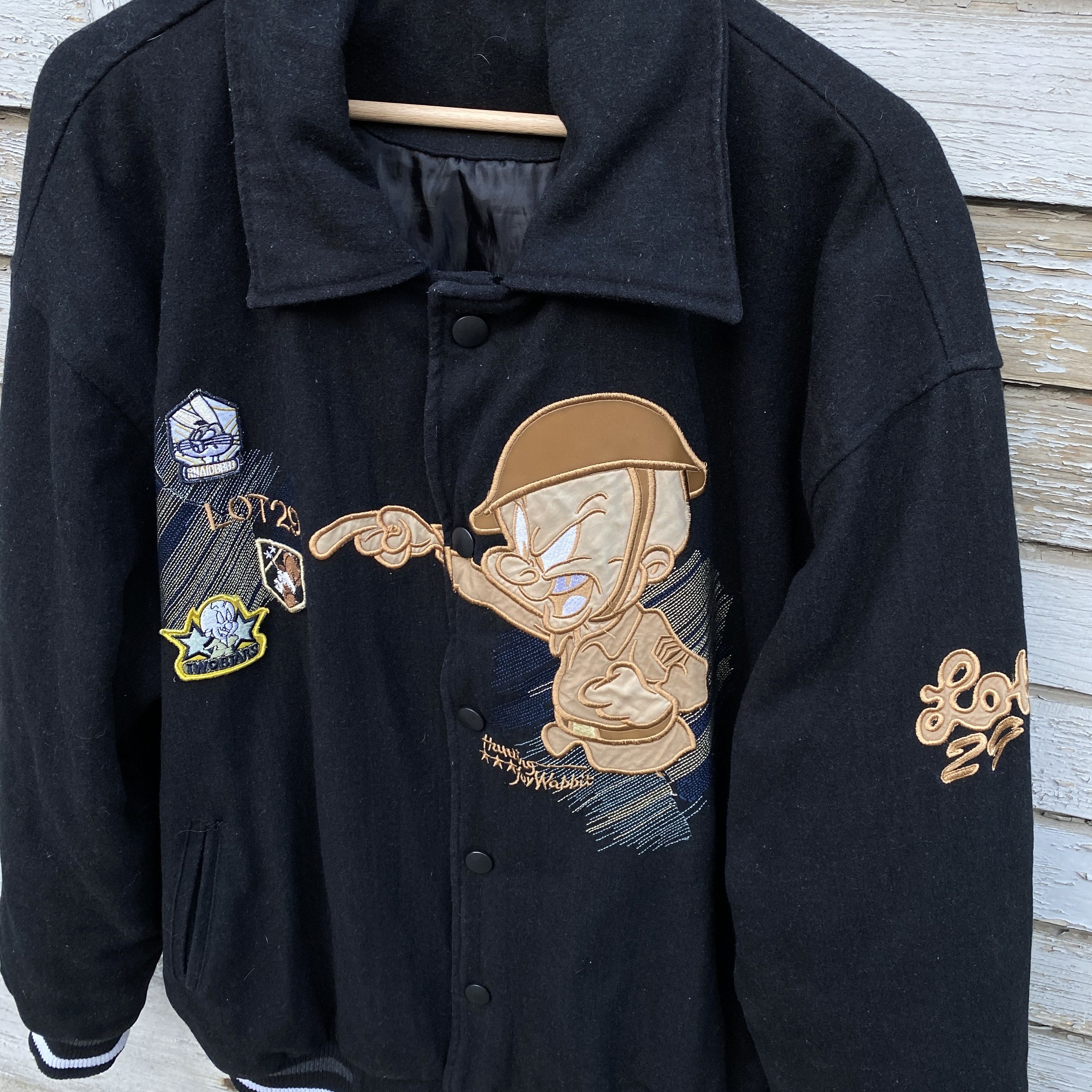Vintage × Warner Bros Lot29 looney tunes vtg black varsity jacket - XL Size US XL / EU 56 / 4 - 3 Thumbnail