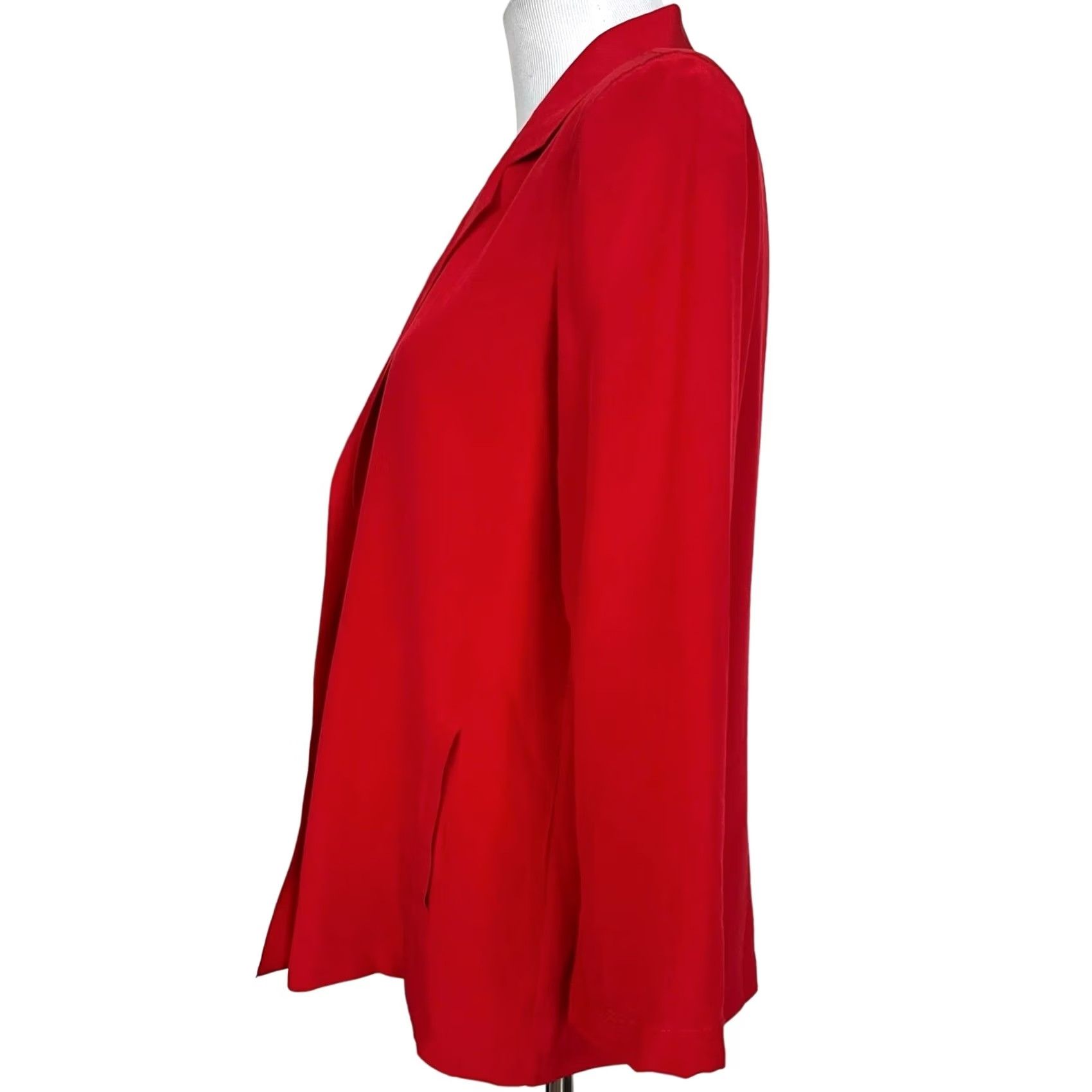 Vintage Silk Studio by Claude Bennett Blazer Women Red Silk Long Sleeve Open Front Sz 8 Size M / US 6-8 / IT 42-44 - 3 Thumbnail