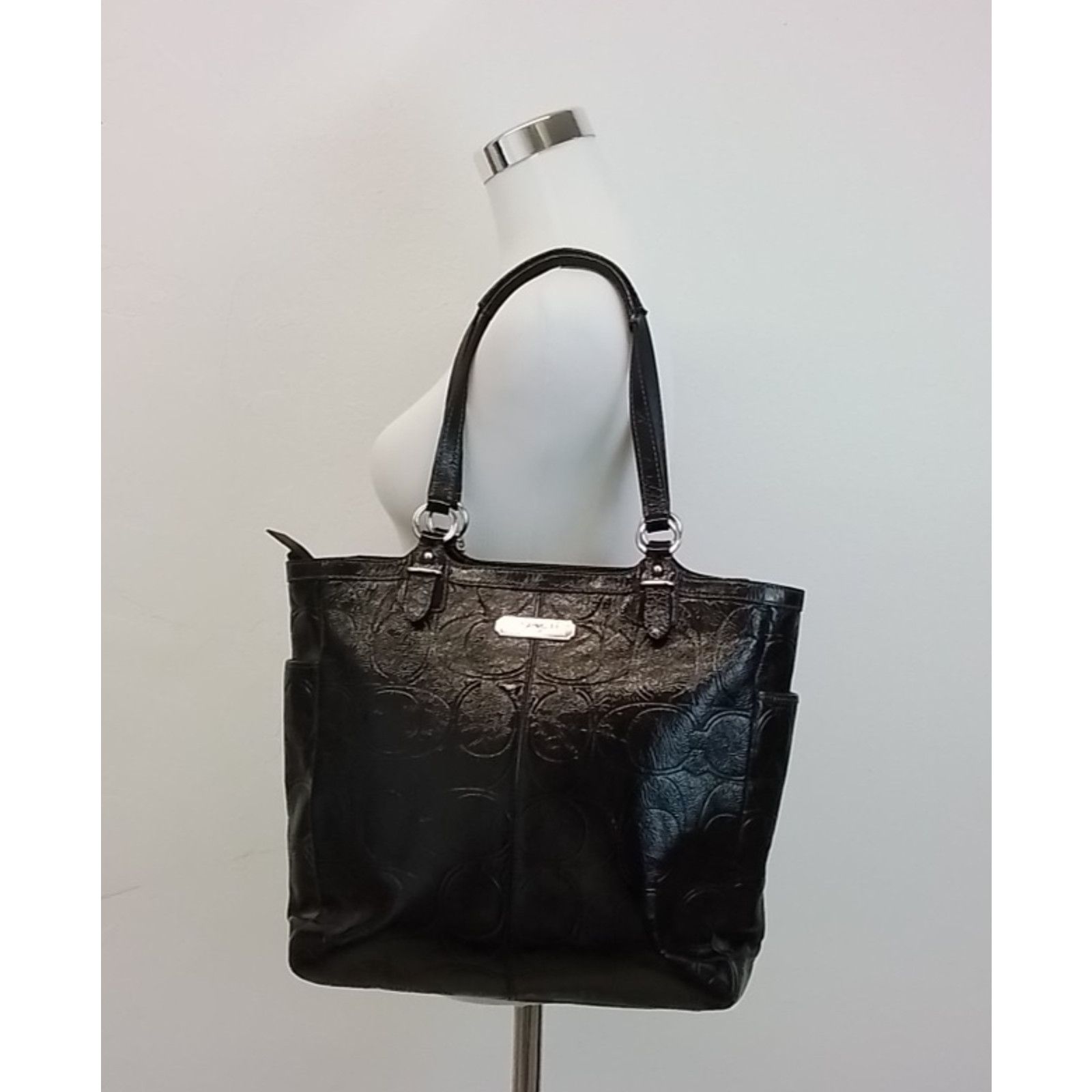 Coach Coach Gallery Tote Bag Black Patent Leather Signature C Size ONE SIZE - 7 Thumbnail