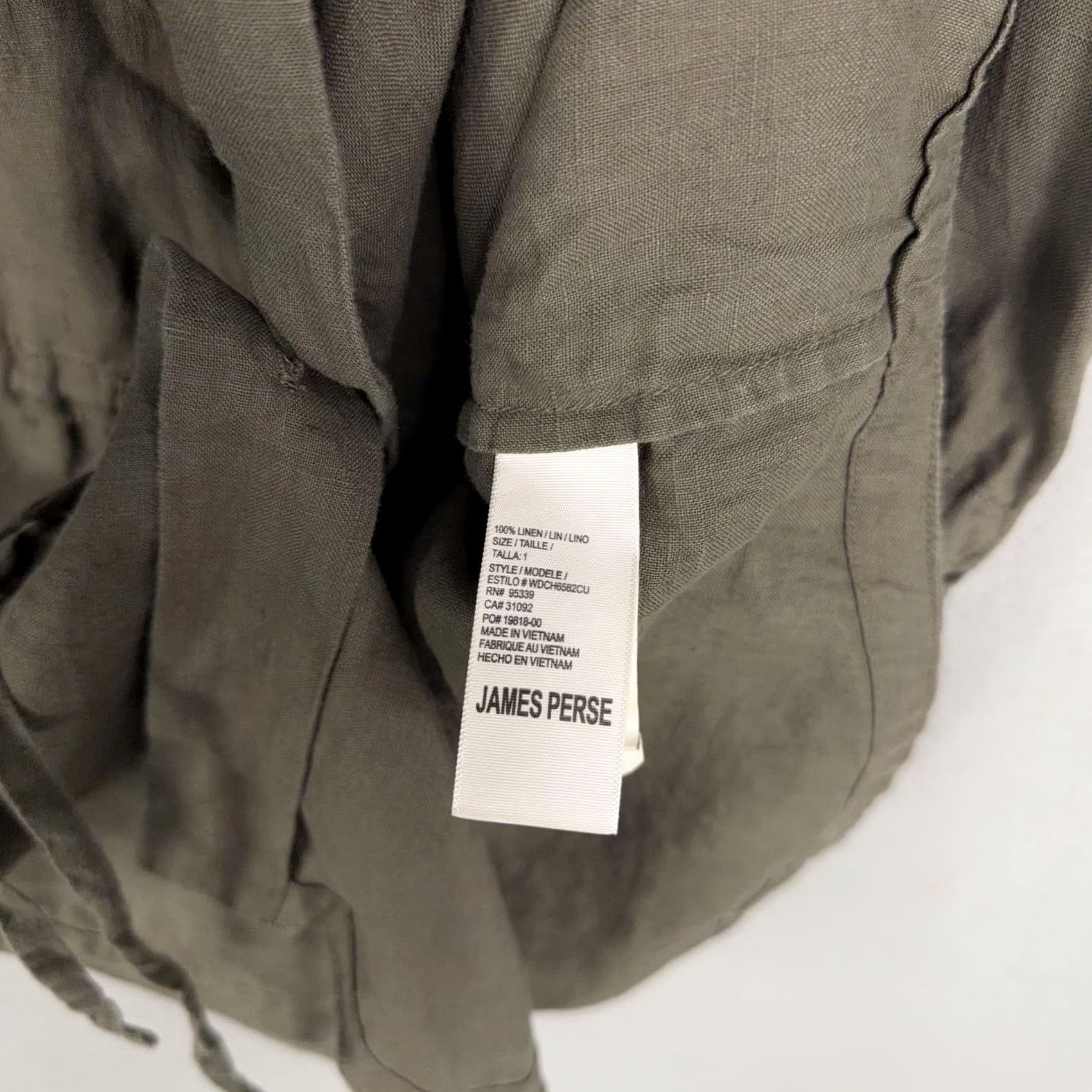 James Perse VINTAGE James Perse Shirt Dress Womens S Green Linen Button Front Tunic 3/4 Sleeve Rounded Neck Pockets Lightweight Casual Size S / US 4 / IT 40 - 5 Thumbnail