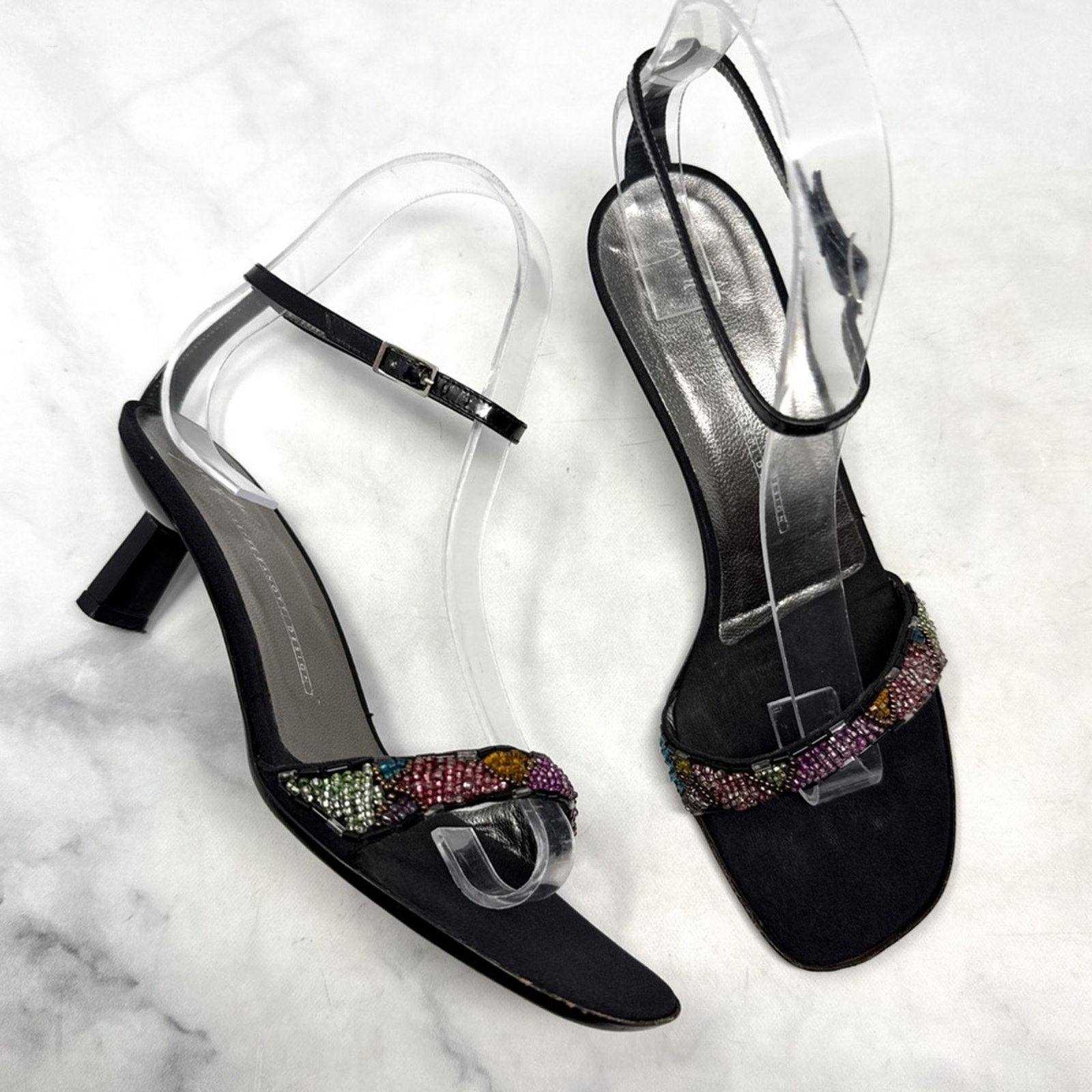 Giuseppe Zanotti Giuseppe Zanotti Vintage 90s Y2K Bead AnkleStrap Kitten Heel Size US 7 / IT 37 - 1 Thumbnail