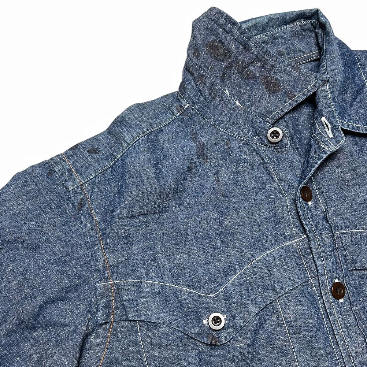 ABAHOUSE × Japanese Brand Abahouse Japan Western Short Sleeve Chambray Work Shirt Size US M / EU 48-50 / 2 - 10 Thumbnail