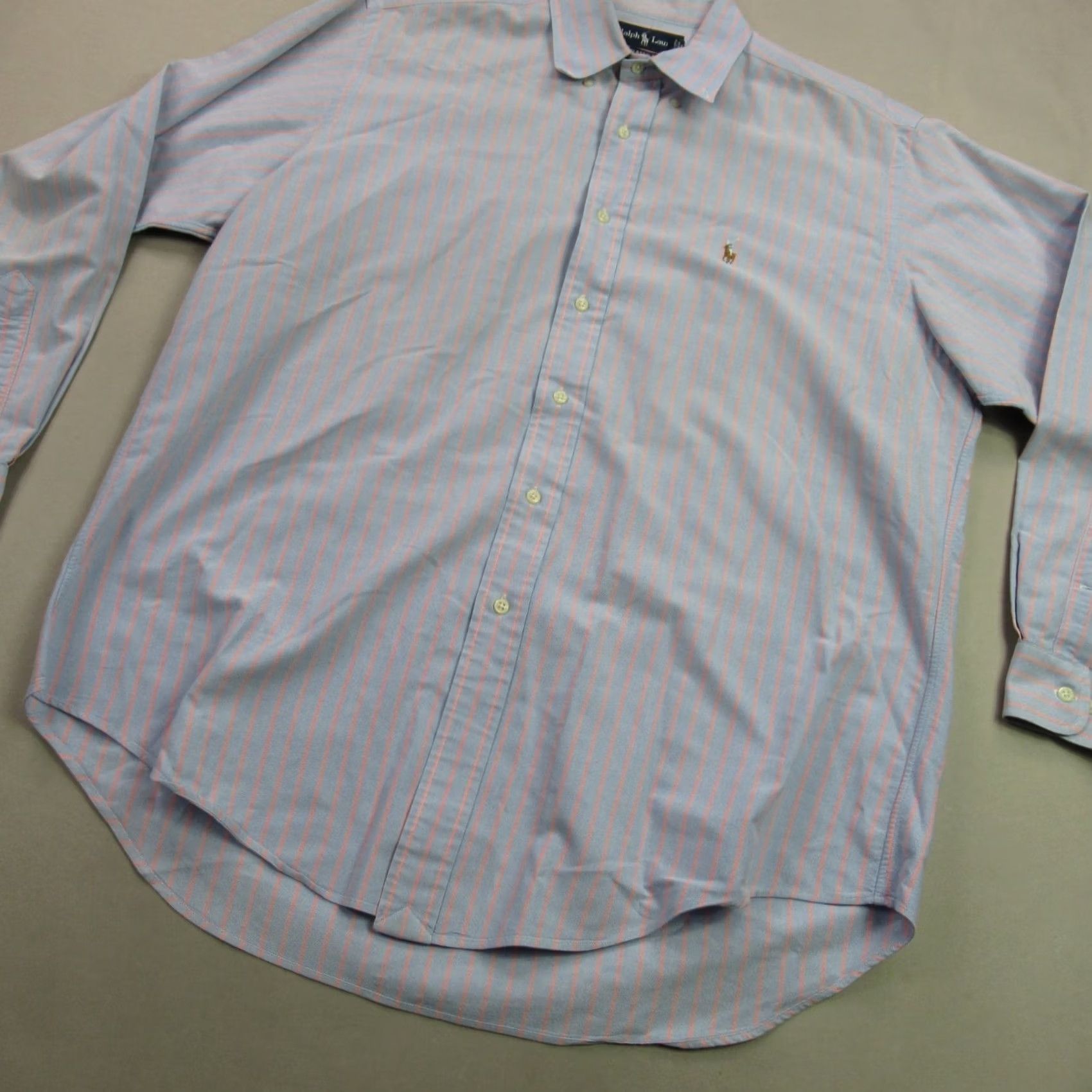 Polo Ralph Lauren Ralph Lauren Shirt Mens Long Sleeve Button Front Stripes Classic Orange Multicolor 100% Cotton Knit with Logo, Embroidered, Pocket, Regular Fit, L Size US L / EU 52-54 / 3 - 2 Thumbnail