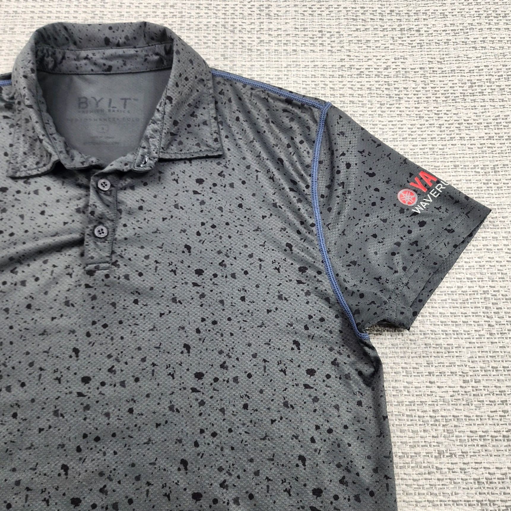 Yamaha BYLT Yamaha Waverunners Polo Shirt Mens M Gray Performance Splatter Print Shirt Size US M / EU 48-50 / 2 - 2 Thumbnail