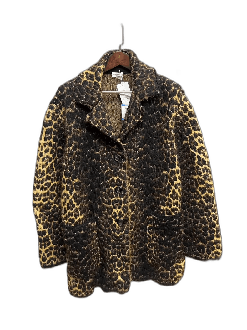Saint Laurent Paris Leopard Print Blended Coat in Size XS-2507 Size US XS / EU 42 / 0 - 1 Thumbnail
