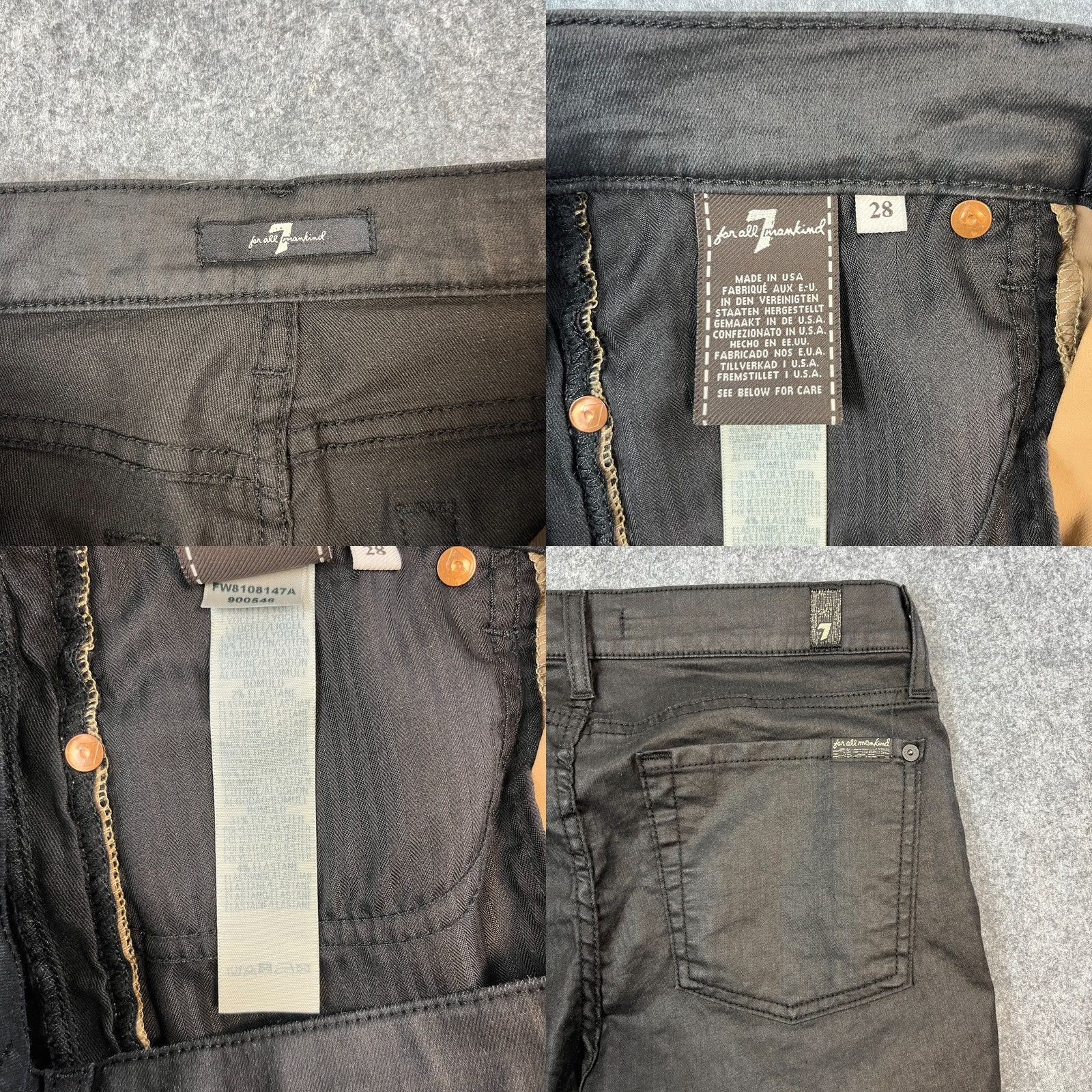 7 For All Mankind 7 For All Mankind Womens Skinny Jeans 28 UK10 Two Tone Beige Black Zip Leg Jeans Womens Skinny Size 32" / US 10 / IT 46 - 8 Thumbnail