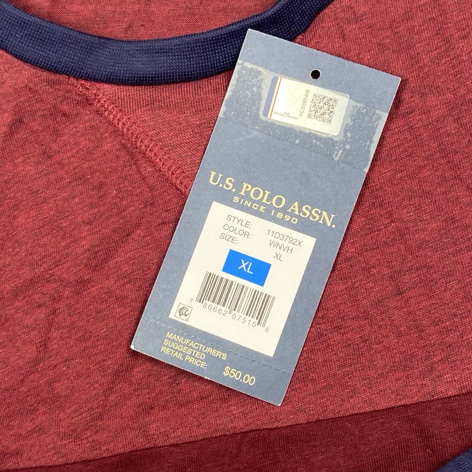 U.S. Polo Assn. US Polo Assn Shirt Men's XL Logo Crew Neck Red Striped New Size US XL / EU 56 / 4 - 5 Thumbnail