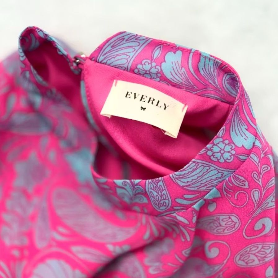 Vintage VINTAGE Everly Shift Sleeveless Pink Gray Paisley High Neck Mini Dress Size M Size M / US 6-8 / IT 42-44 - 4 Thumbnail