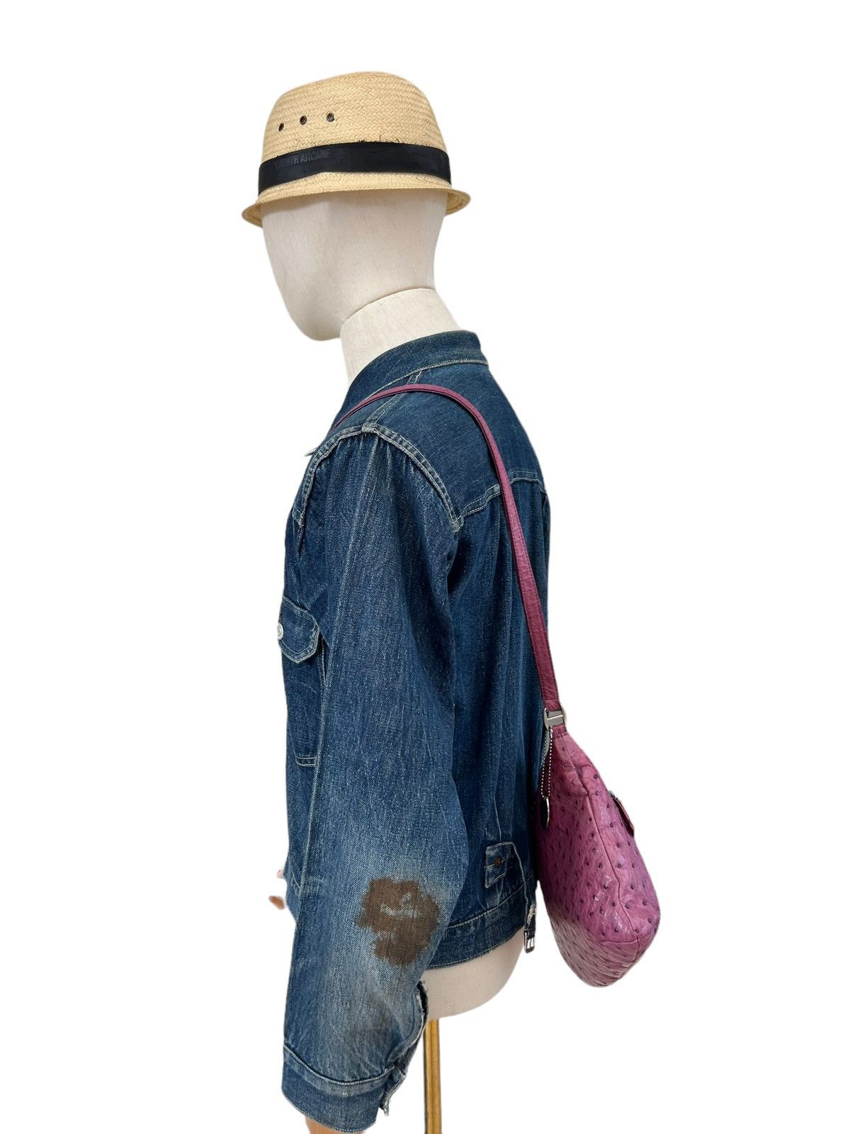 Leather Vintage JRA Japan Patina Ostrich Leather Mini Sling Bag Size ONE SIZE - 4 Thumbnail