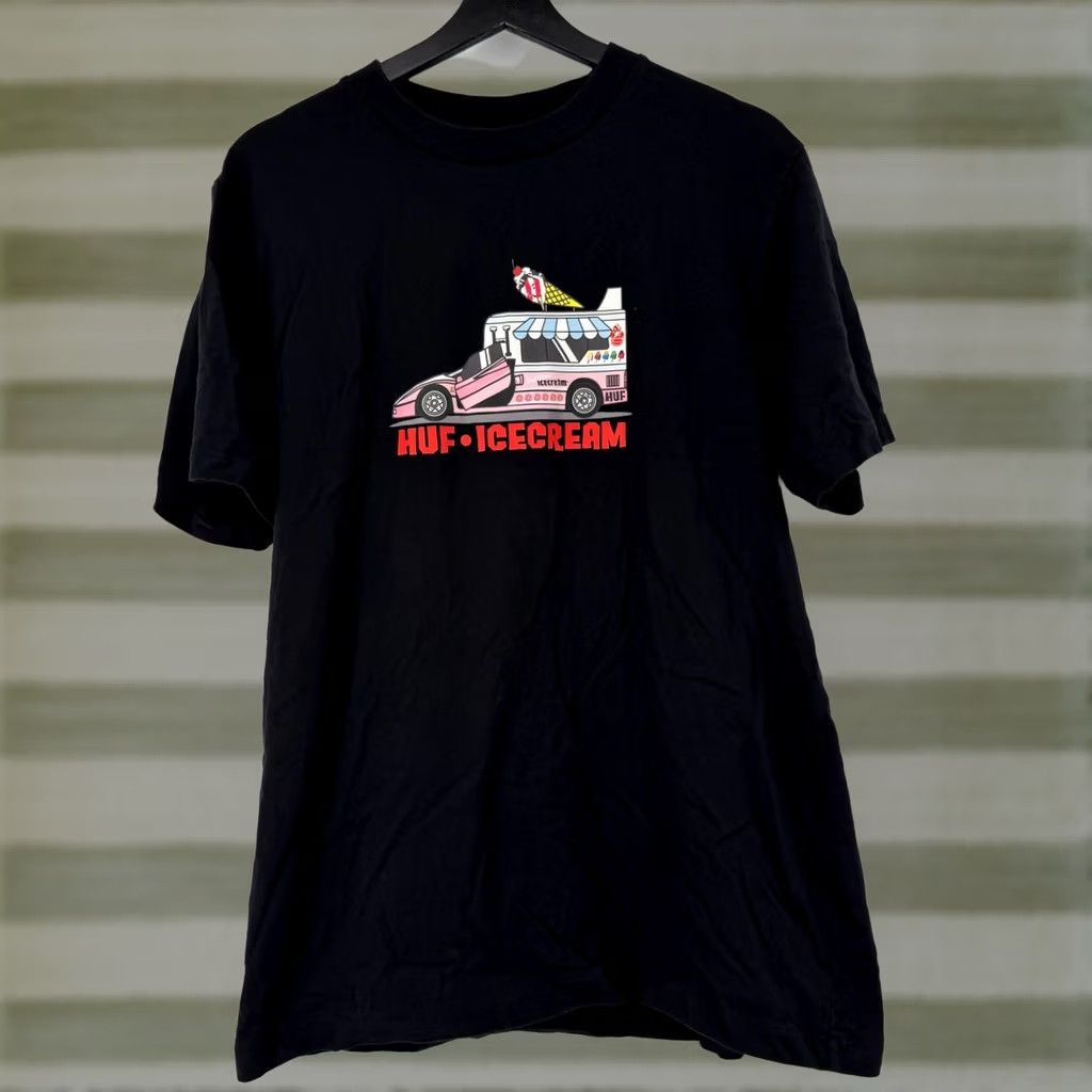Vintage HUF x ICECREAM T-Shirt Black Graphic Print Crew Neck Short Sleeve Medium Mens Retro Streetwear Skateboard Limited Edition All Seasons Size US M / EU 48-50 / 2 - 1 Thumbnail