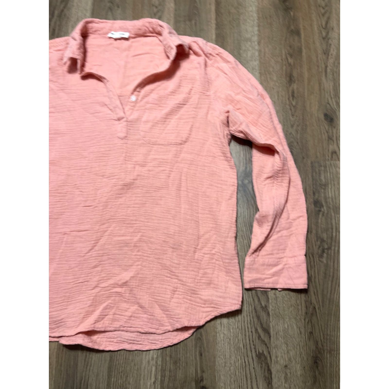 Vintage Beach Lunch Lounge Shirt Women's Large Pink Long Sleeve V-neck Collared Shirt Size L / US 10 / IT 46 - 4 Thumbnail