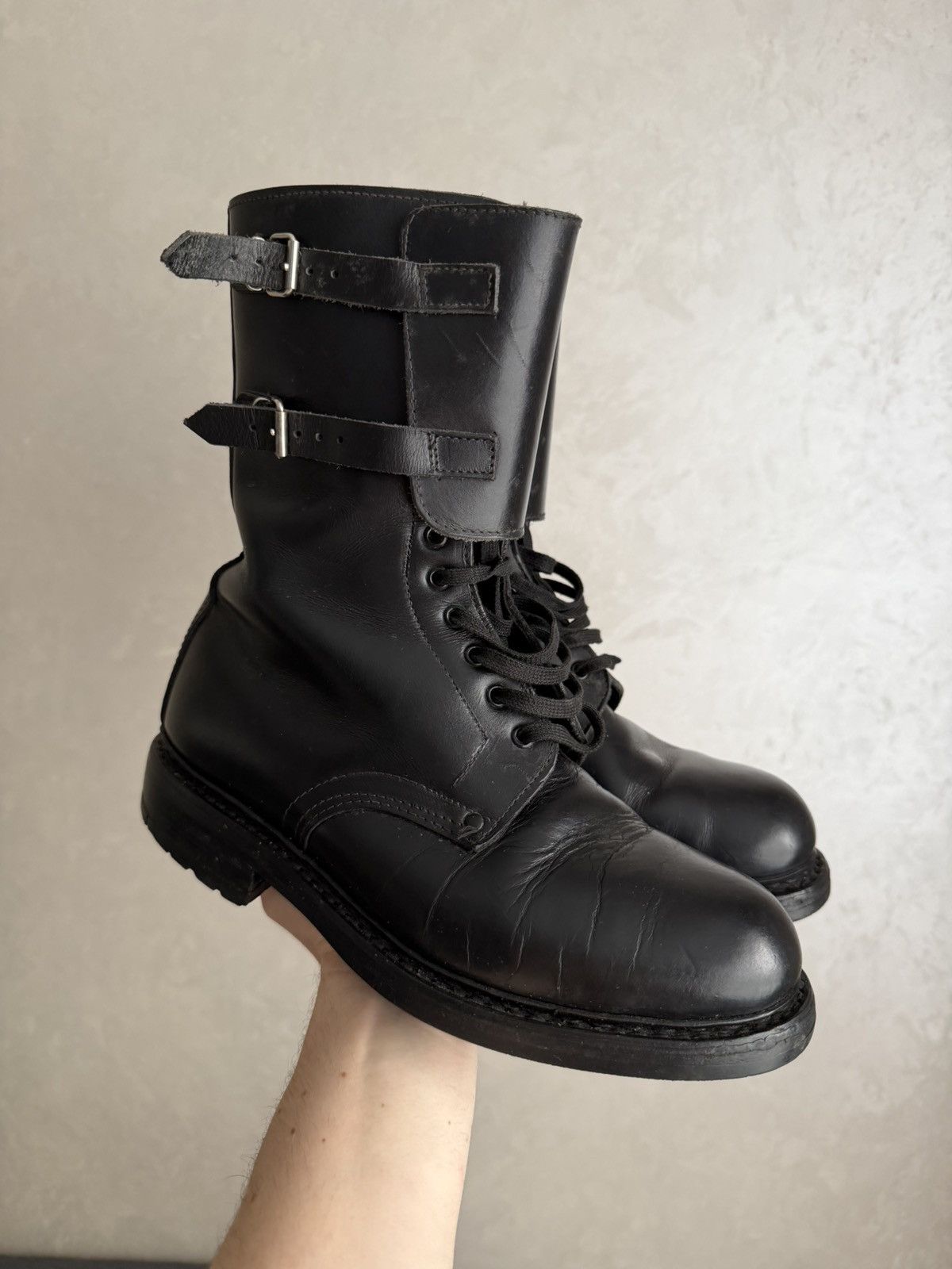 If Six Was Nine Double Buckle Black Moto Boots Red Wing Frye Guidi Inspired Size US 9.5 / EU 42-43 - 13 Thumbnail